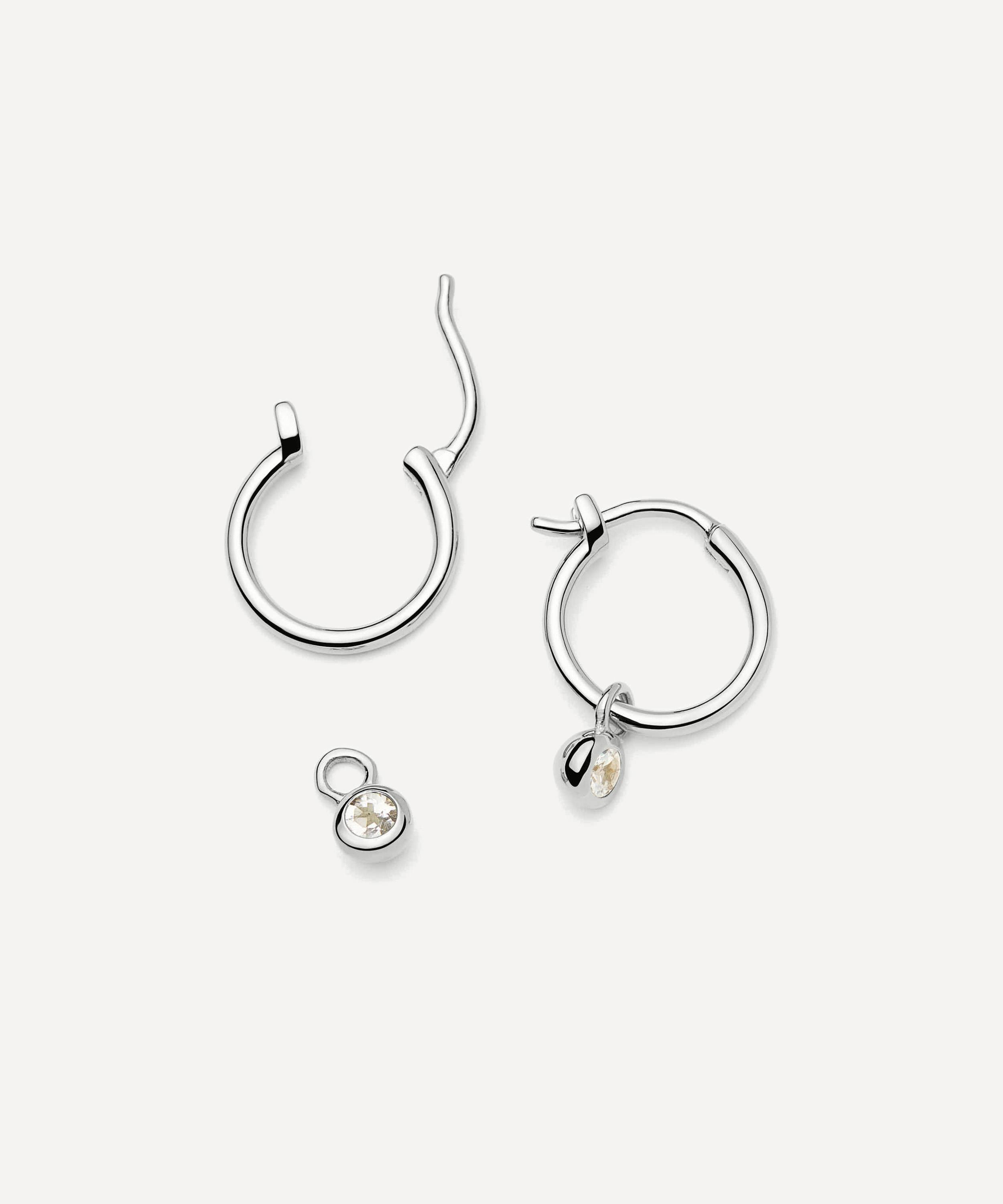 Missoma - Sterling Silver April Birthstone Mini Charm Hoop Earrings image number 1