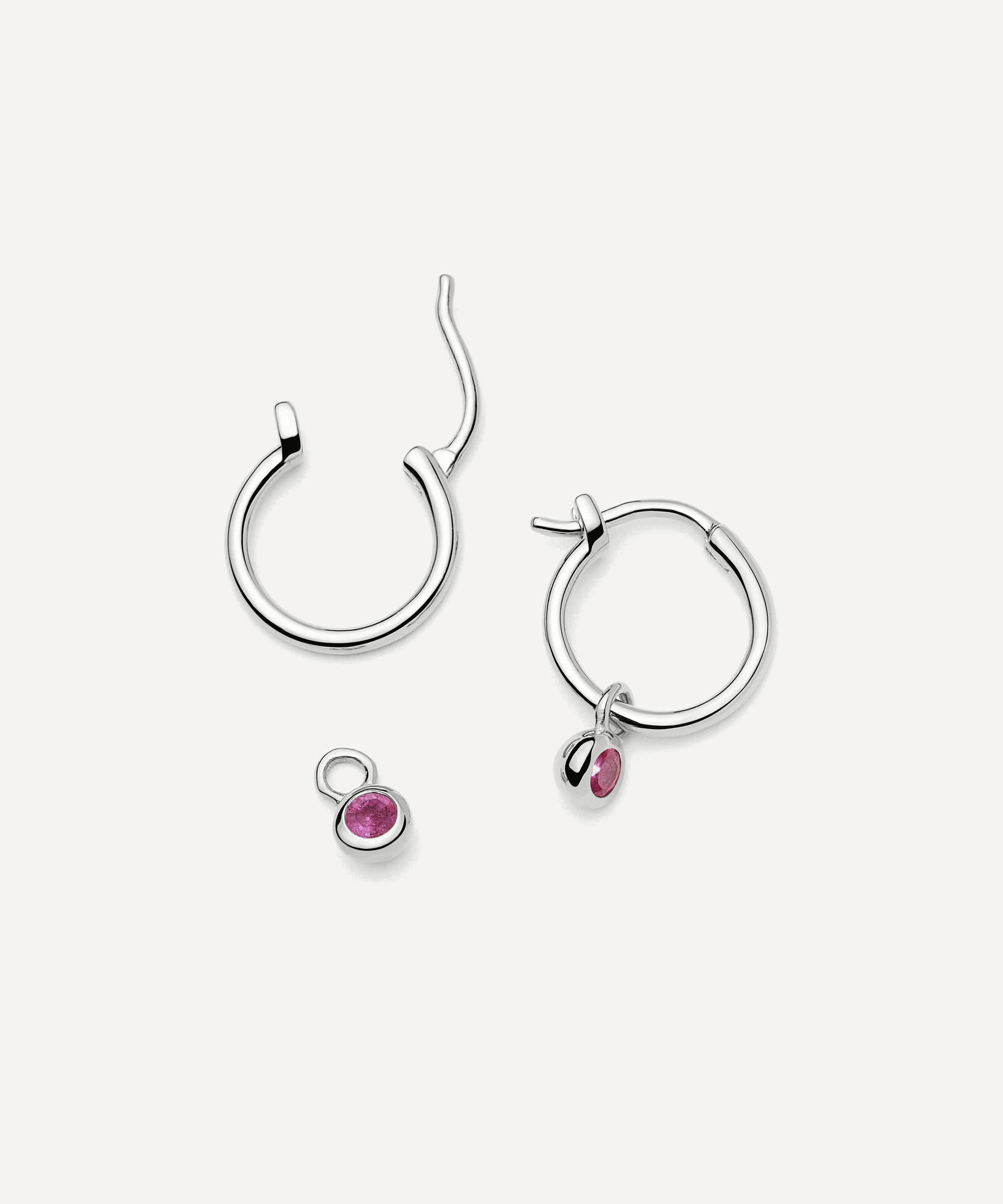 Missoma - Sterling Silver February Birthstone Mini Charm Hoop Earrings image number 1