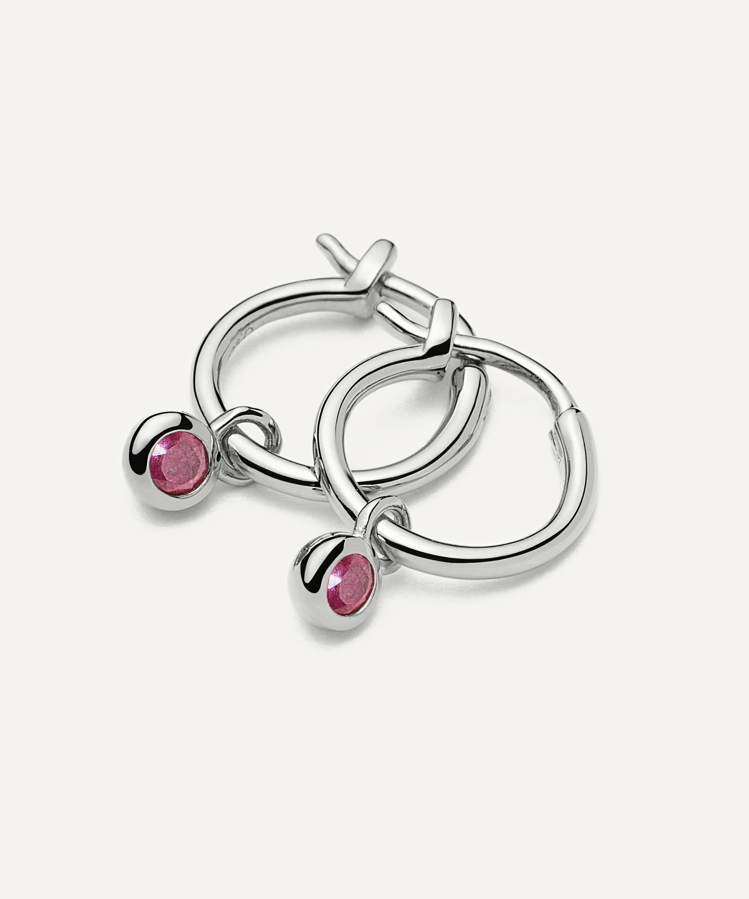 Missoma - Sterling Silver February Birthstone Mini Charm Hoop Earrings image number 2