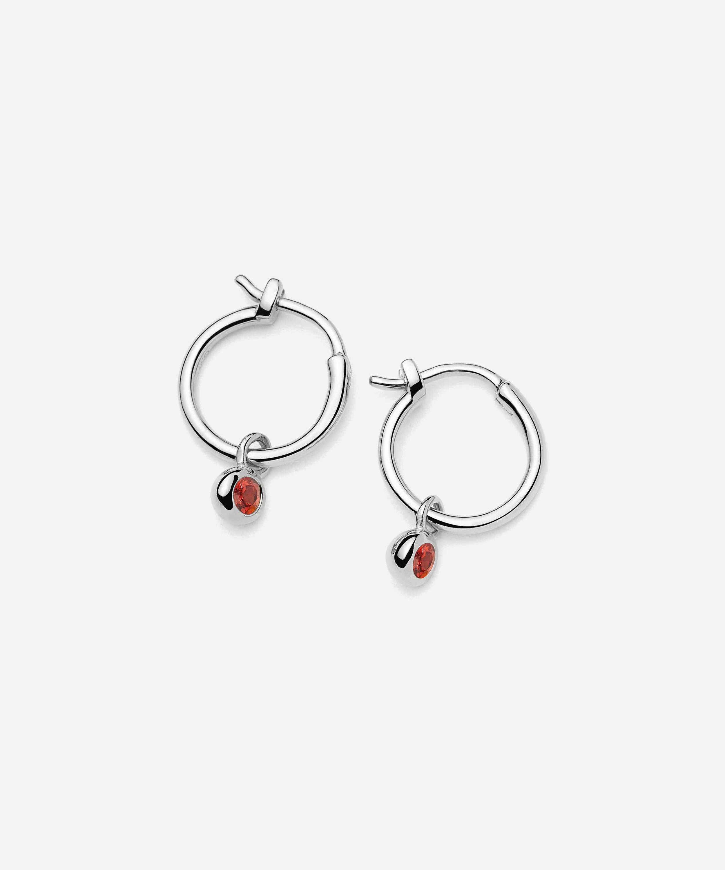 Missoma - Sterling Silver January Birthstone Mini Charm Hoop Earrings image number 0