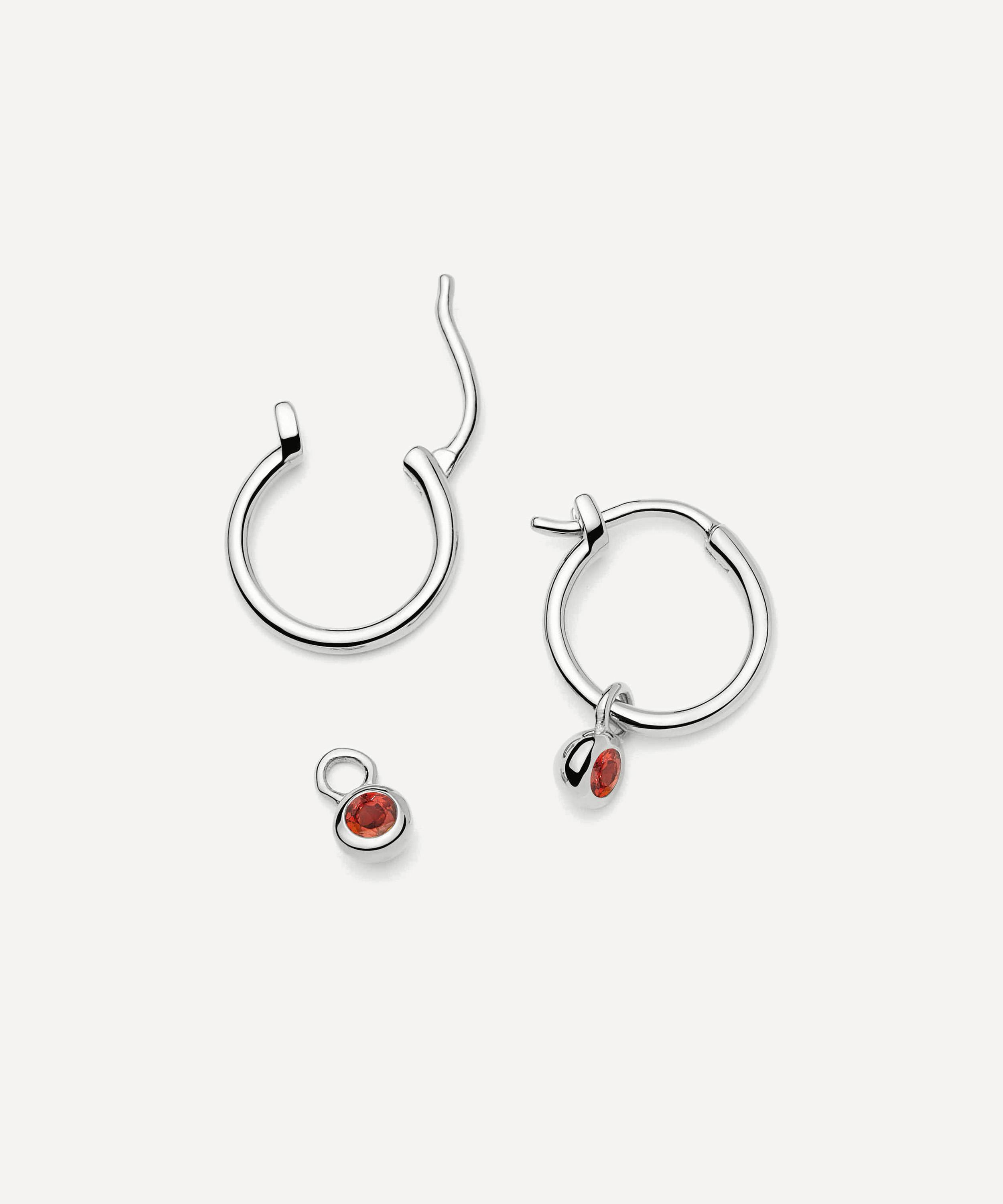 Missoma - Sterling Silver January Birthstone Mini Charm Hoop Earrings image number 1