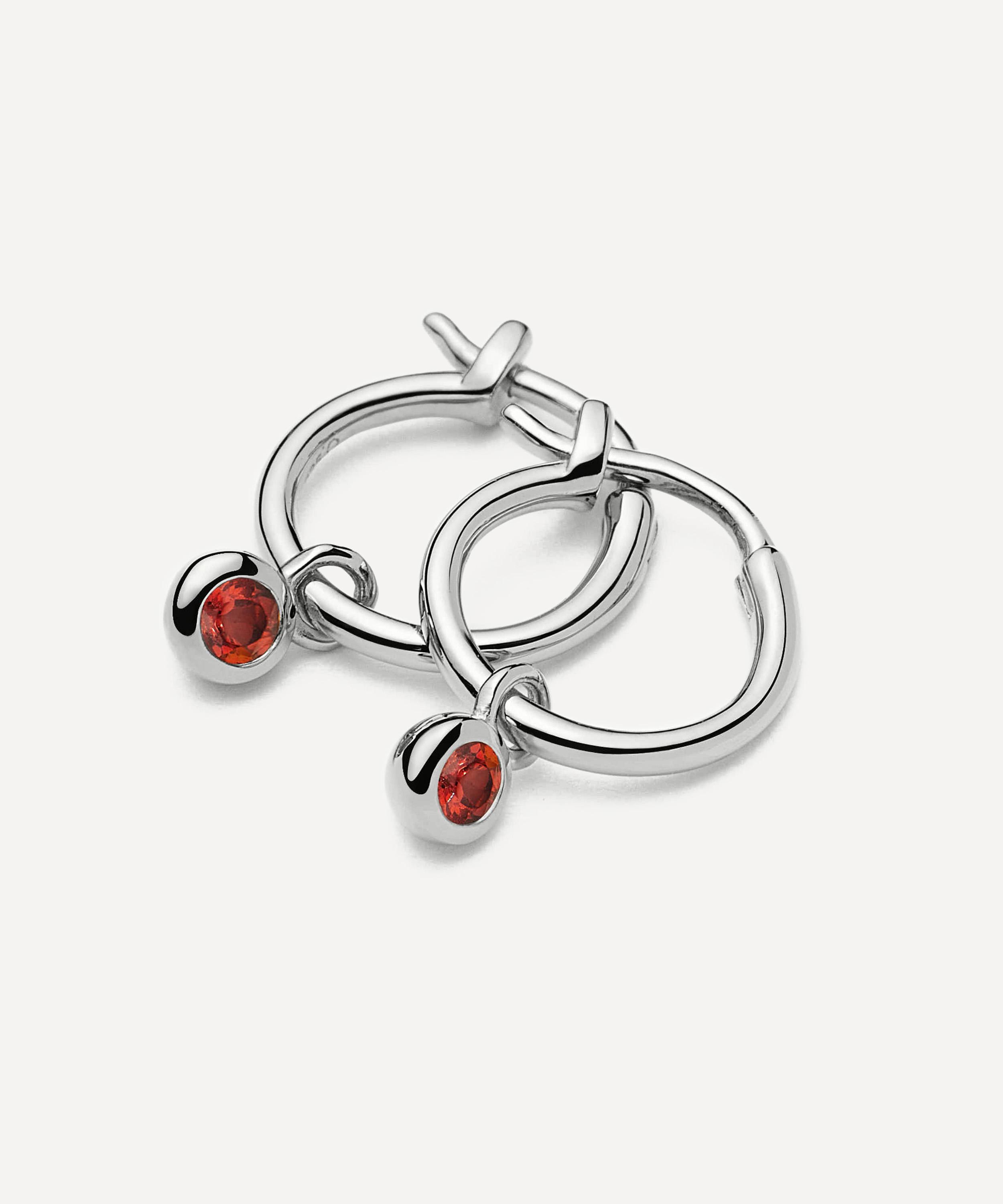 Missoma - Sterling Silver January Birthstone Mini Charm Hoop Earrings image number 2