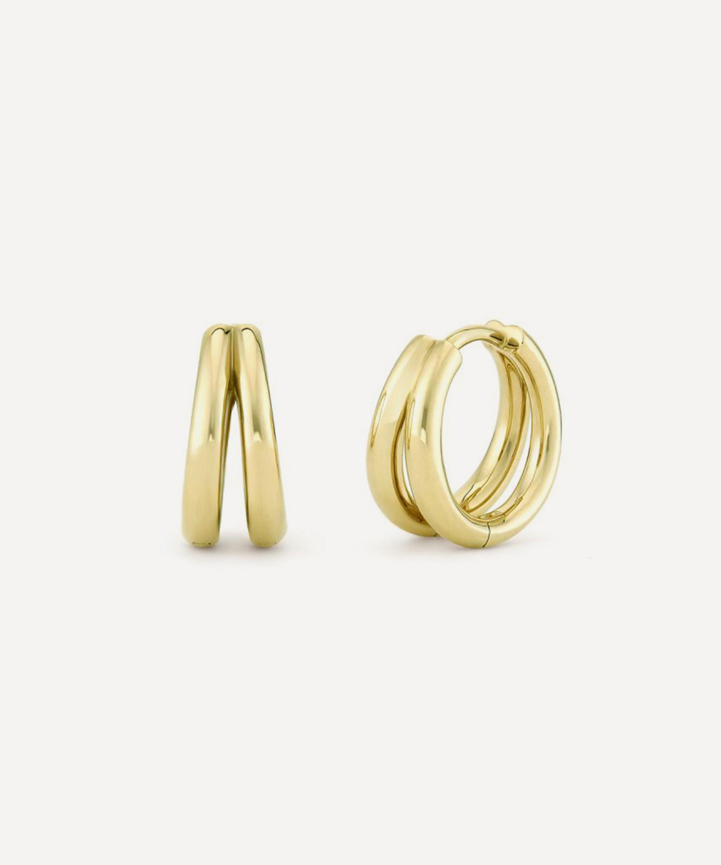 Dinny Hall - 9ct Gold Signature Duo Mini Huggie Hoop Earrings image number 0