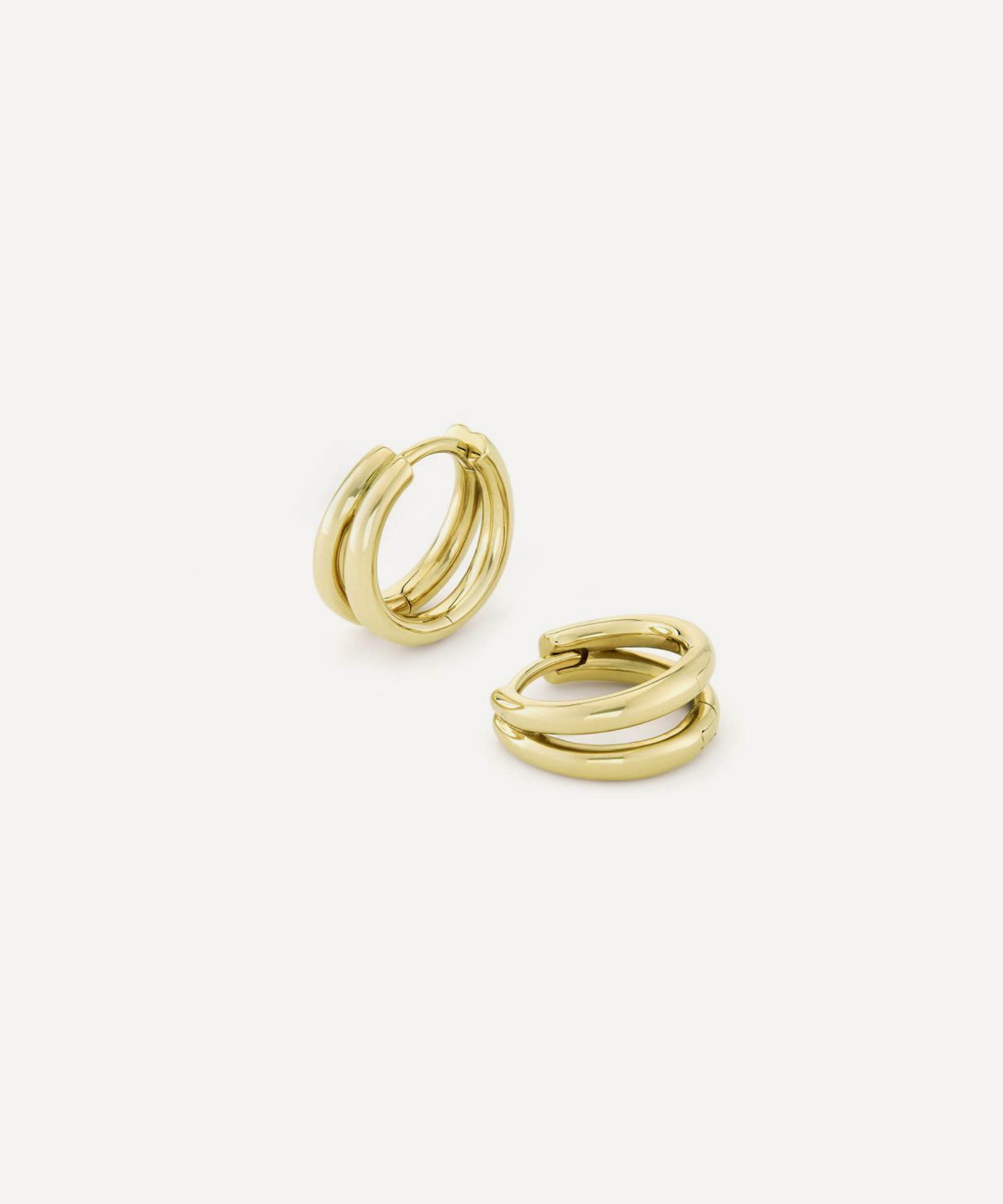 Dinny Hall - 9ct Gold Signature Duo Mini Huggie Hoop Earrings image number 2