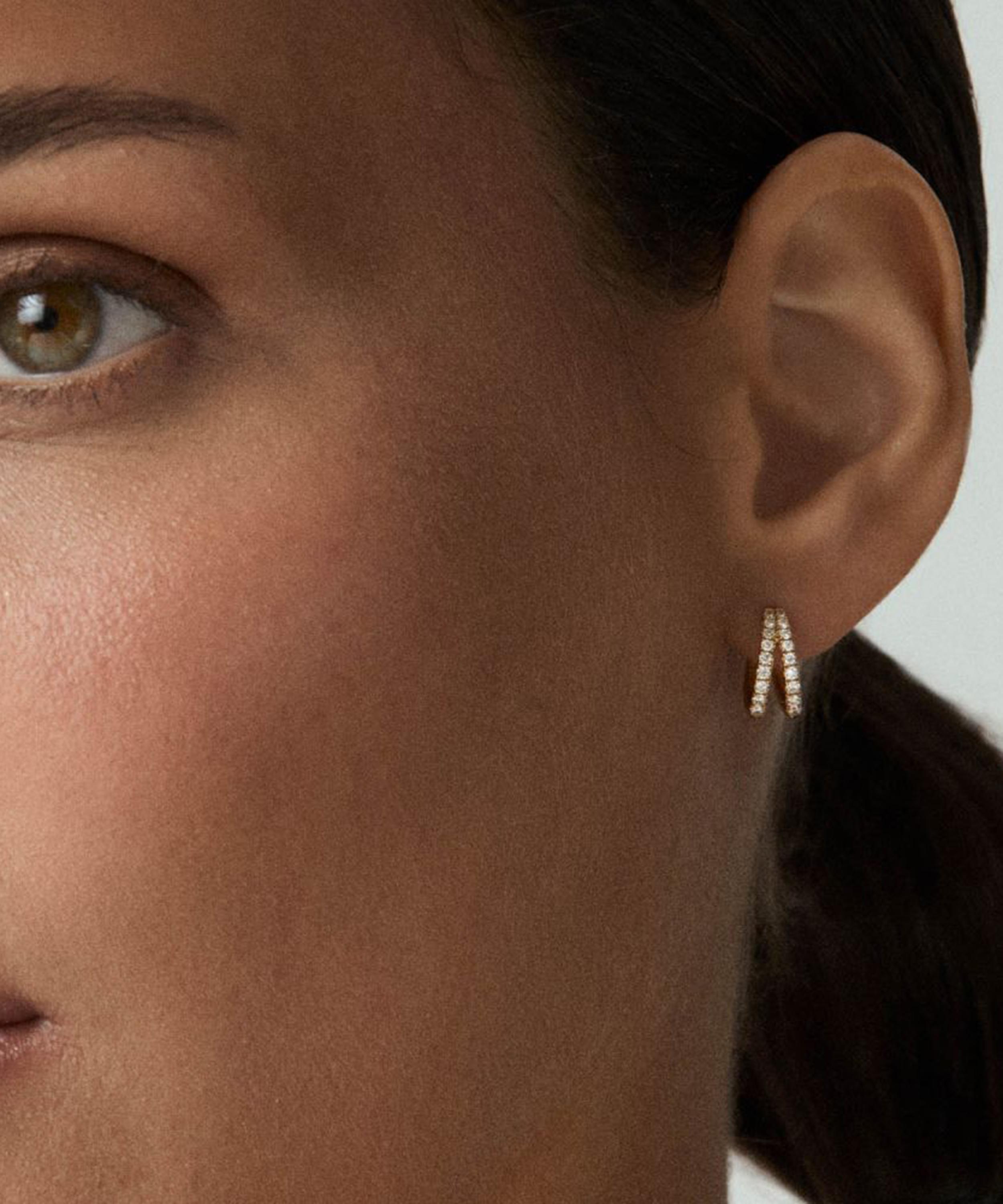 Dinny Hall - 9ct Gold Signature Duo Small Lab-Created Diamond Hoop Earrings image number 1