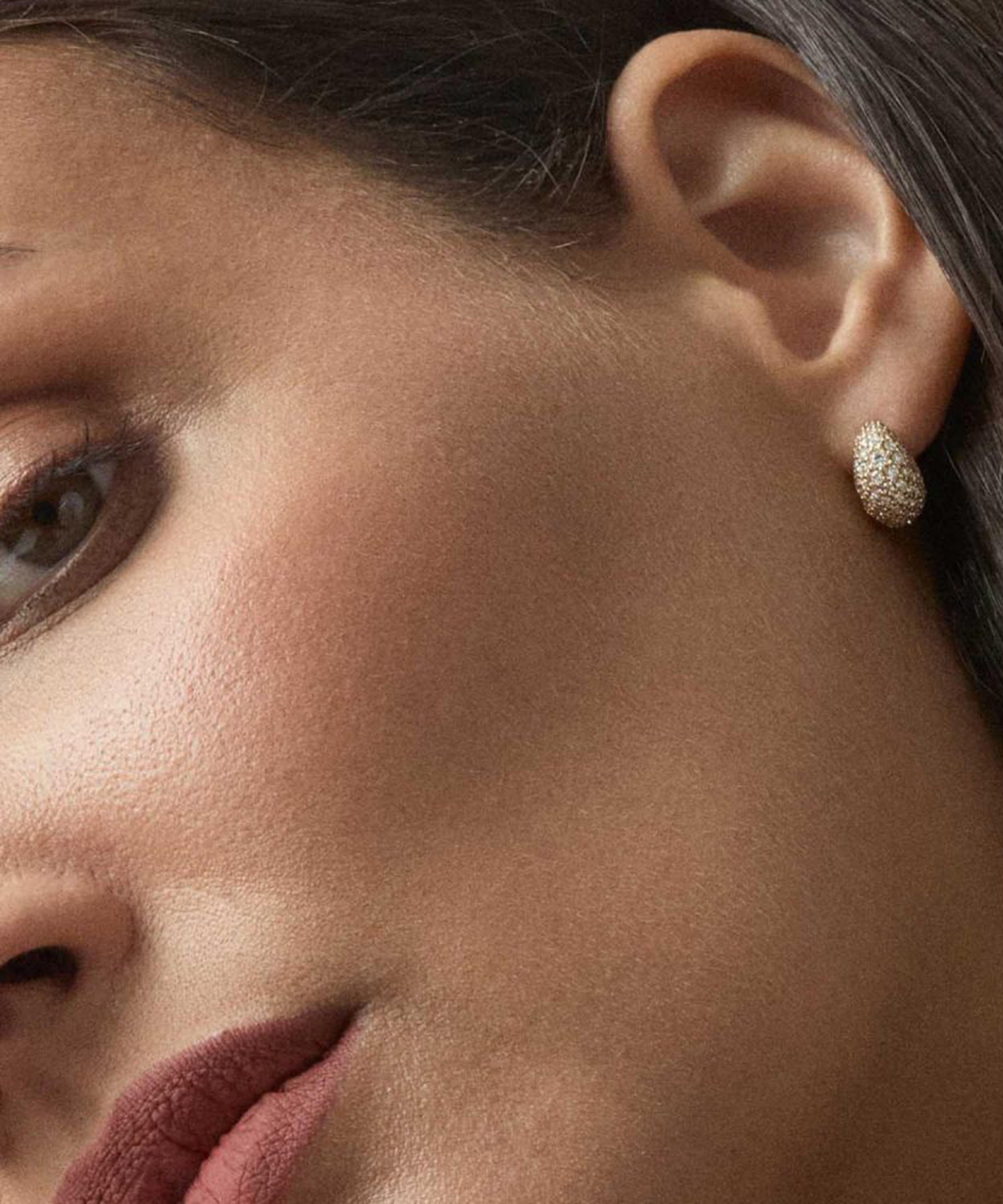 Dinny Hall - 9ct Gold Signature Mini Scoop Pave Hoop Earrings image number 1