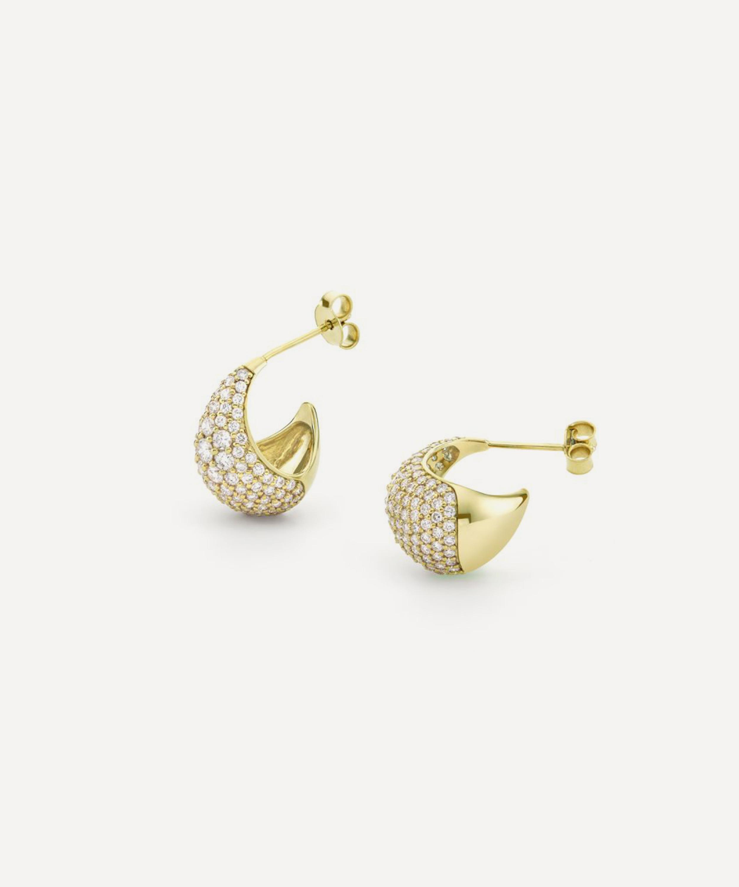 Dinny Hall - 9ct Gold Signature Large Scoop Pave Hoop Earrings image number 2