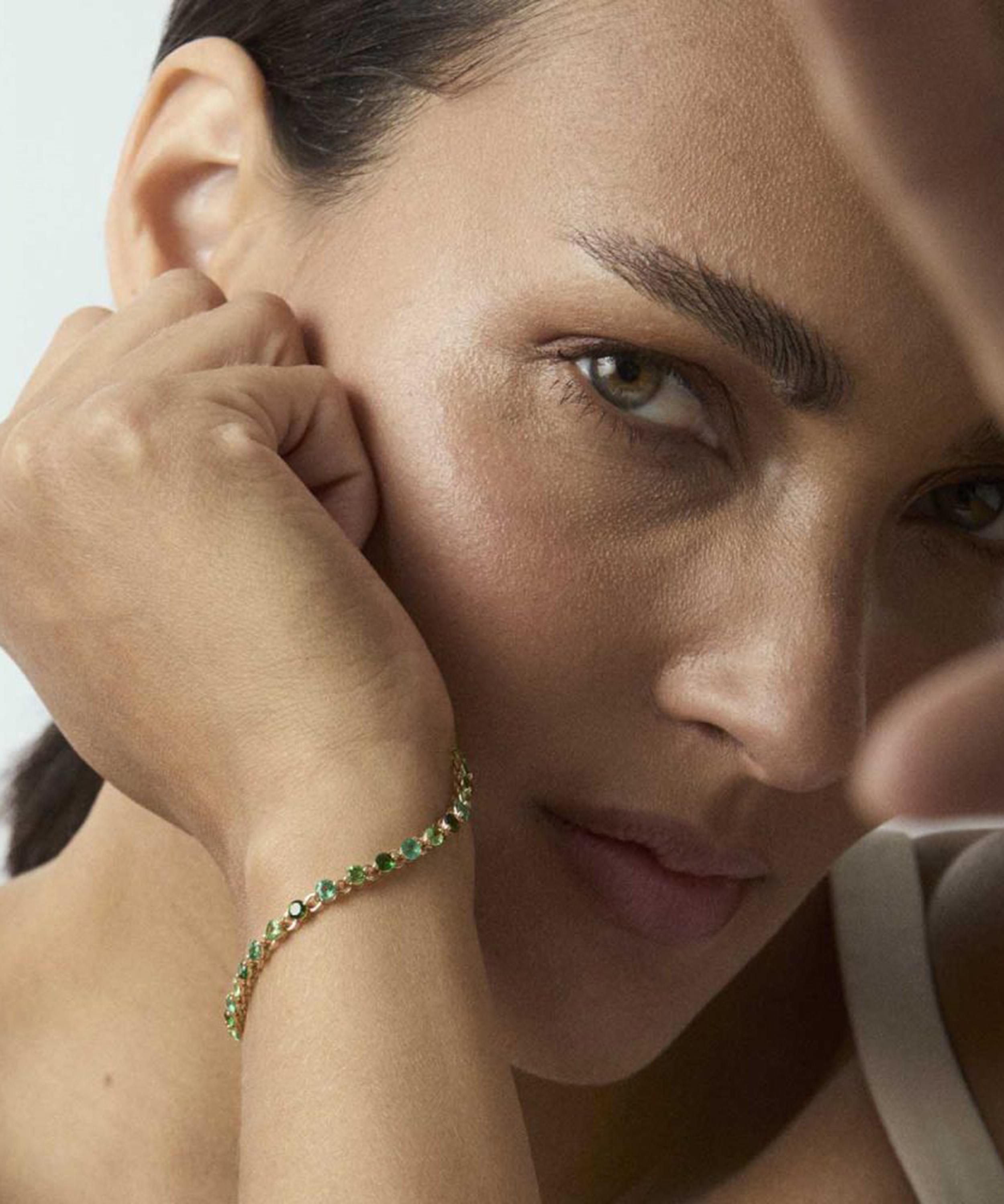 Dinny Hall - 14ct Gold Shuga 3mm Green Precious Gemstone Tennis Bracelet image number 1