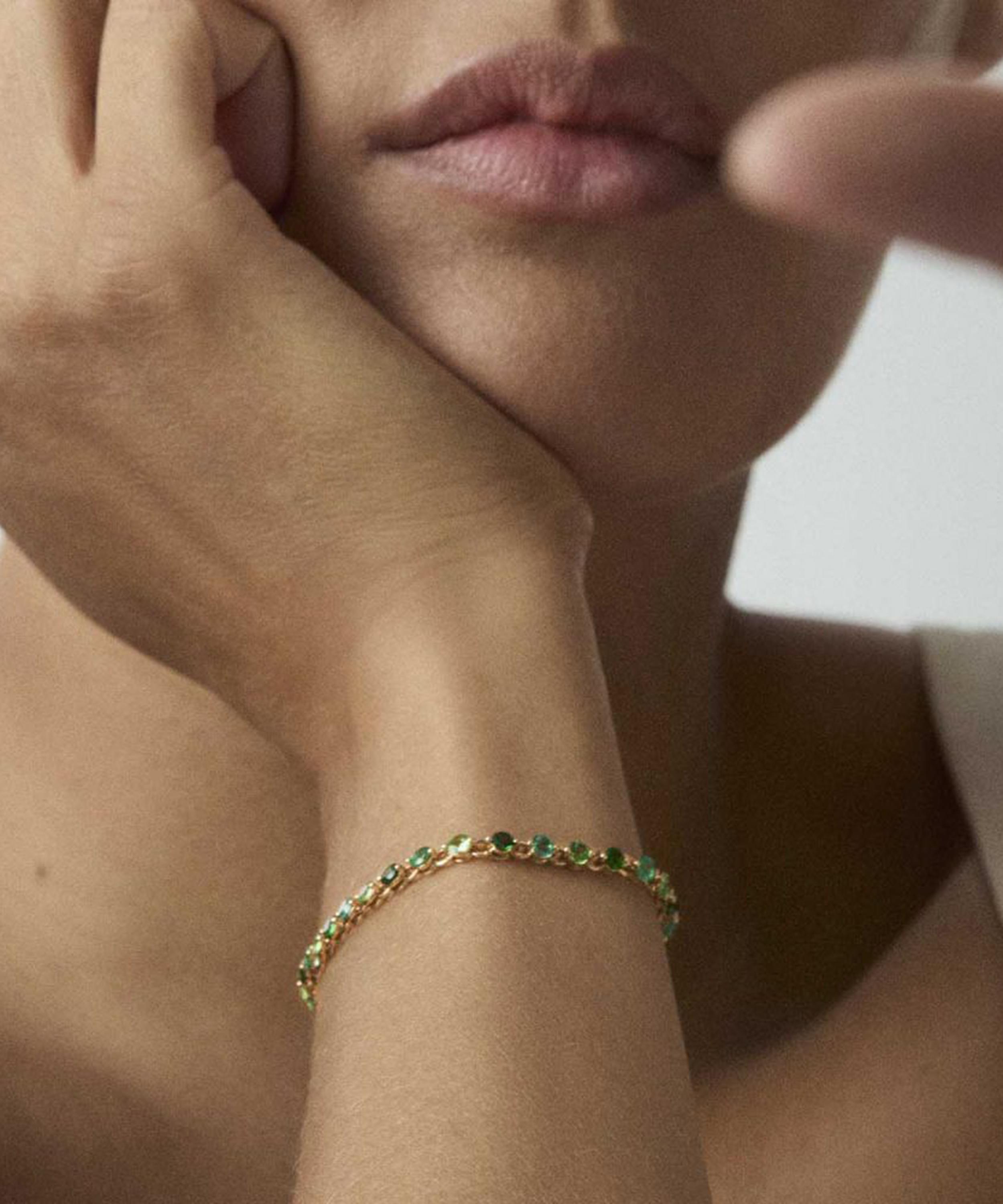 Dinny Hall - 14ct Gold Shuga 3mm Green Precious Gemstone Tennis Bracelet image number 2