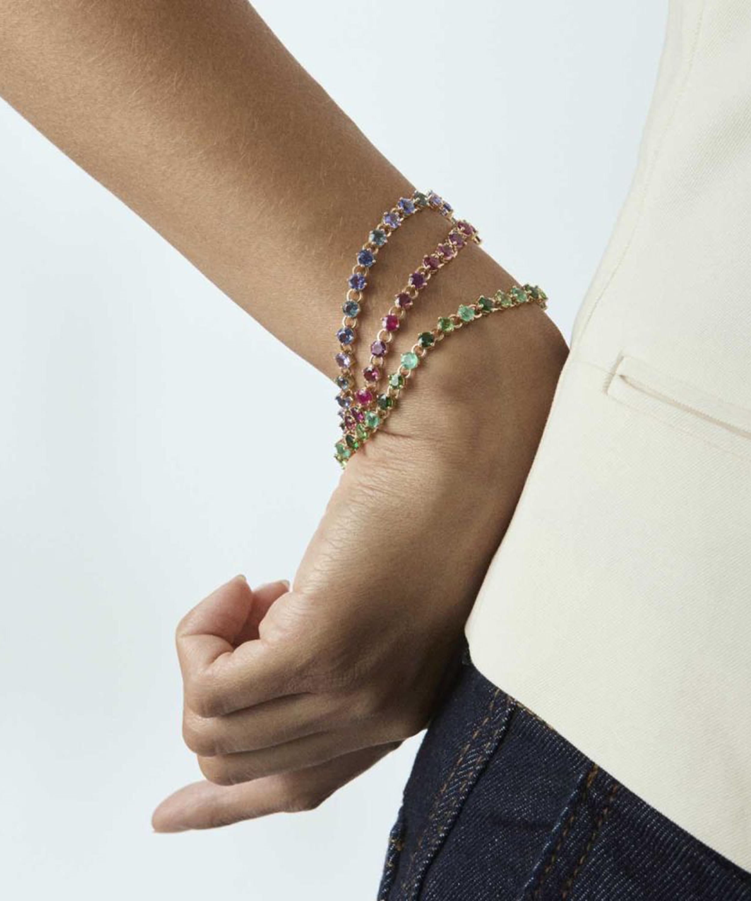 Dinny Hall - 14ct Gold Shuga 4mm Pink Precious Gemstone Tennis Bracelet image number 1