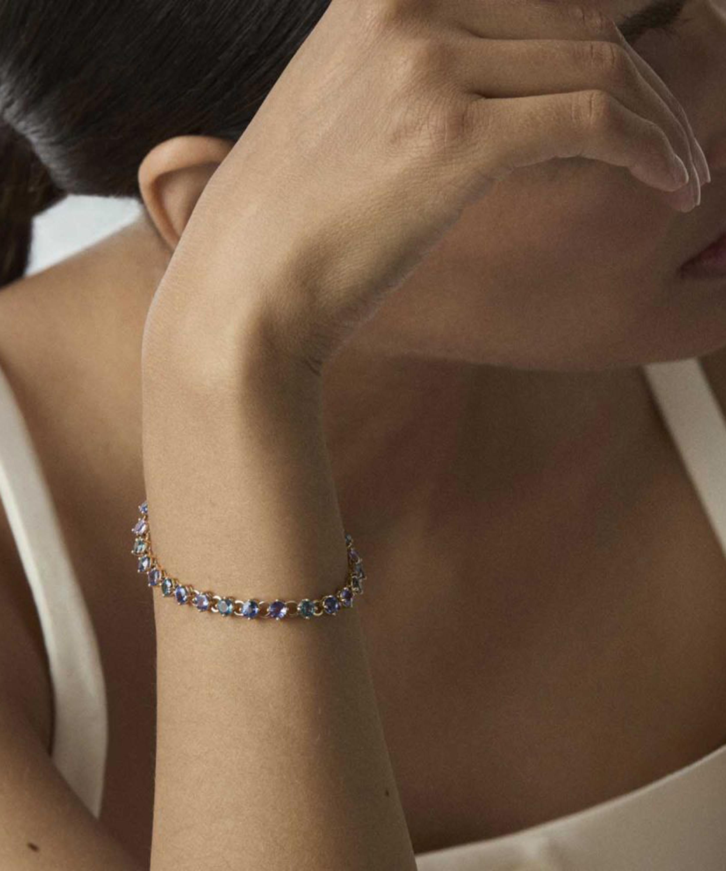 Dinny Hall - 14ct Gold Shuga 4mm Blue Precious Gemstone Tennis Bracelet image number 1