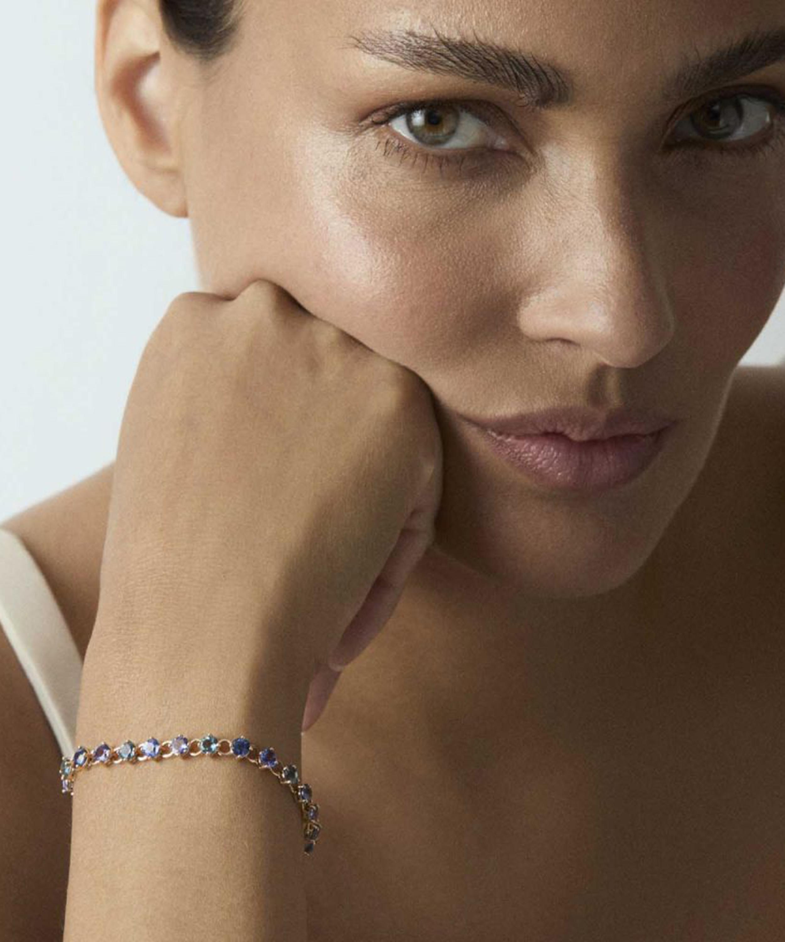 Dinny Hall - 14ct Gold Shuga 4mm Blue Precious Gemstone Tennis Bracelet image number 2