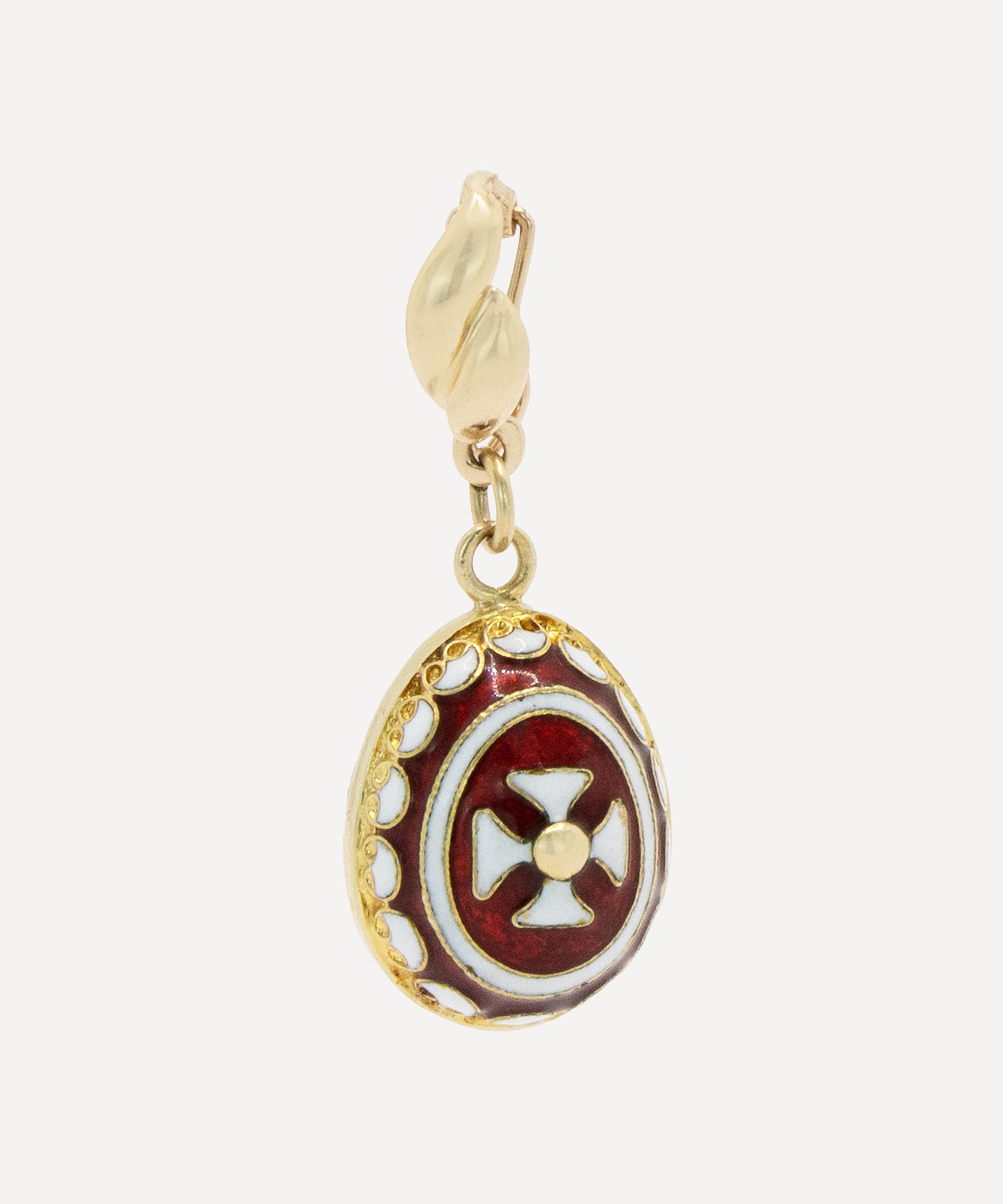Kojis - 14ct Gold White Maltese Cross and Enamel Egg Charm