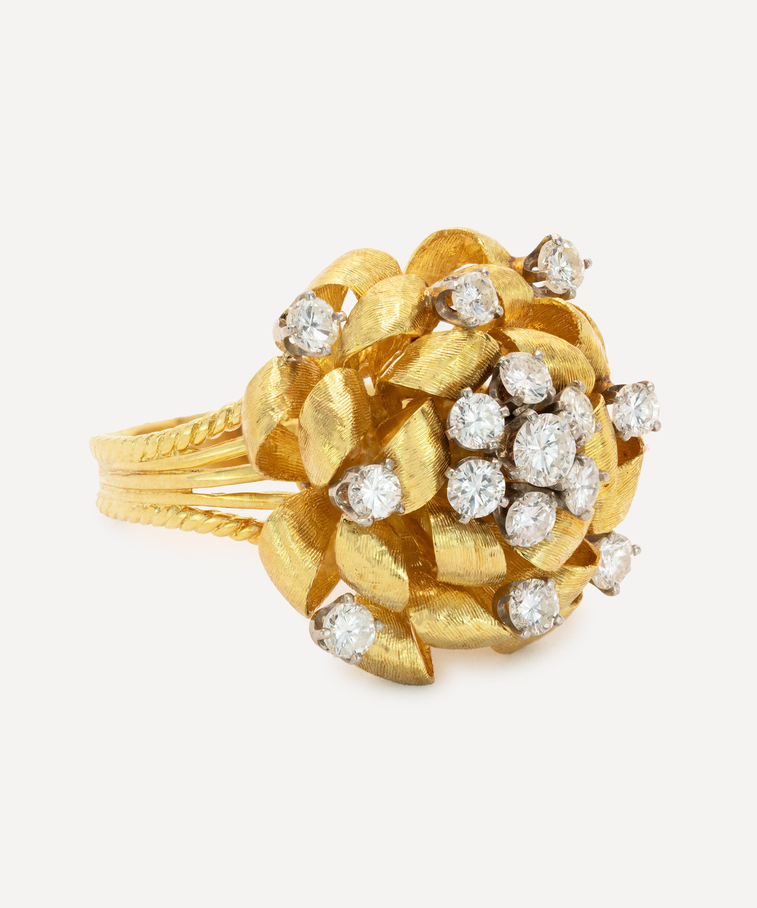 Kojis - 18ct Gold Diamond Flower Ring image number 1