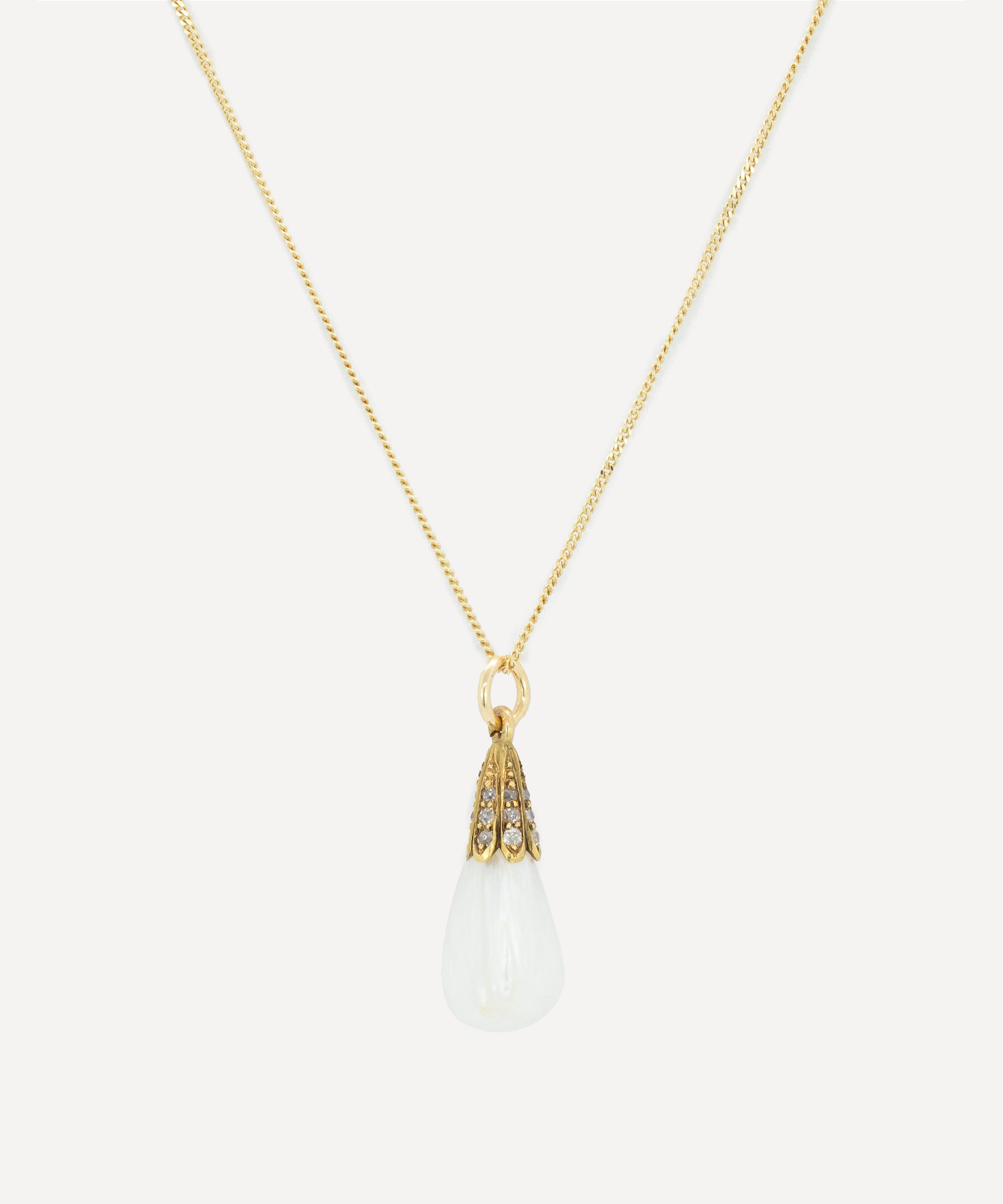 Kojis - 18ct Gold Antique Natural Pearl Pendant Necklace image number 0