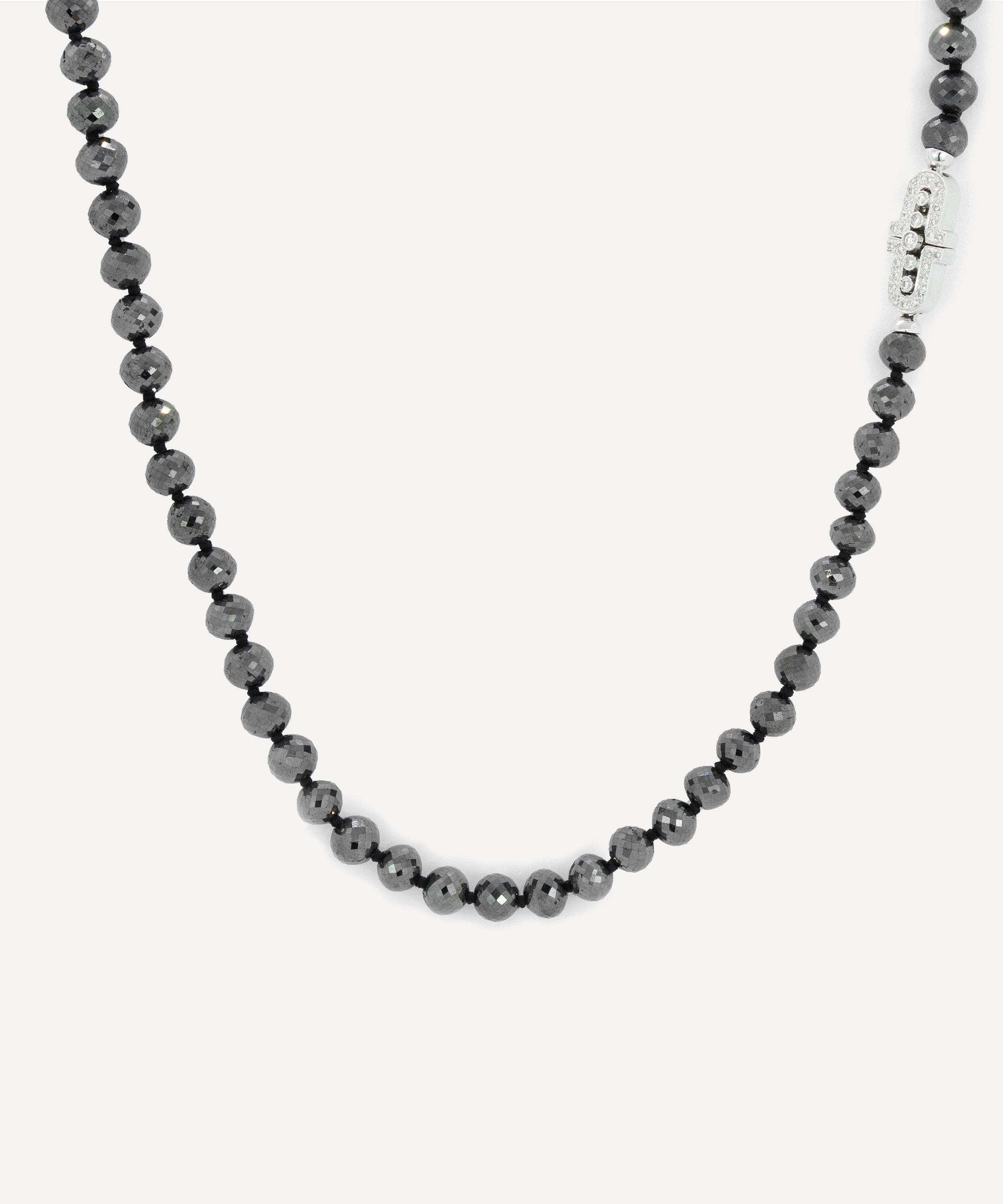 Kojis - 18ct White Gold Black Diamond Bead Necklace image number 0