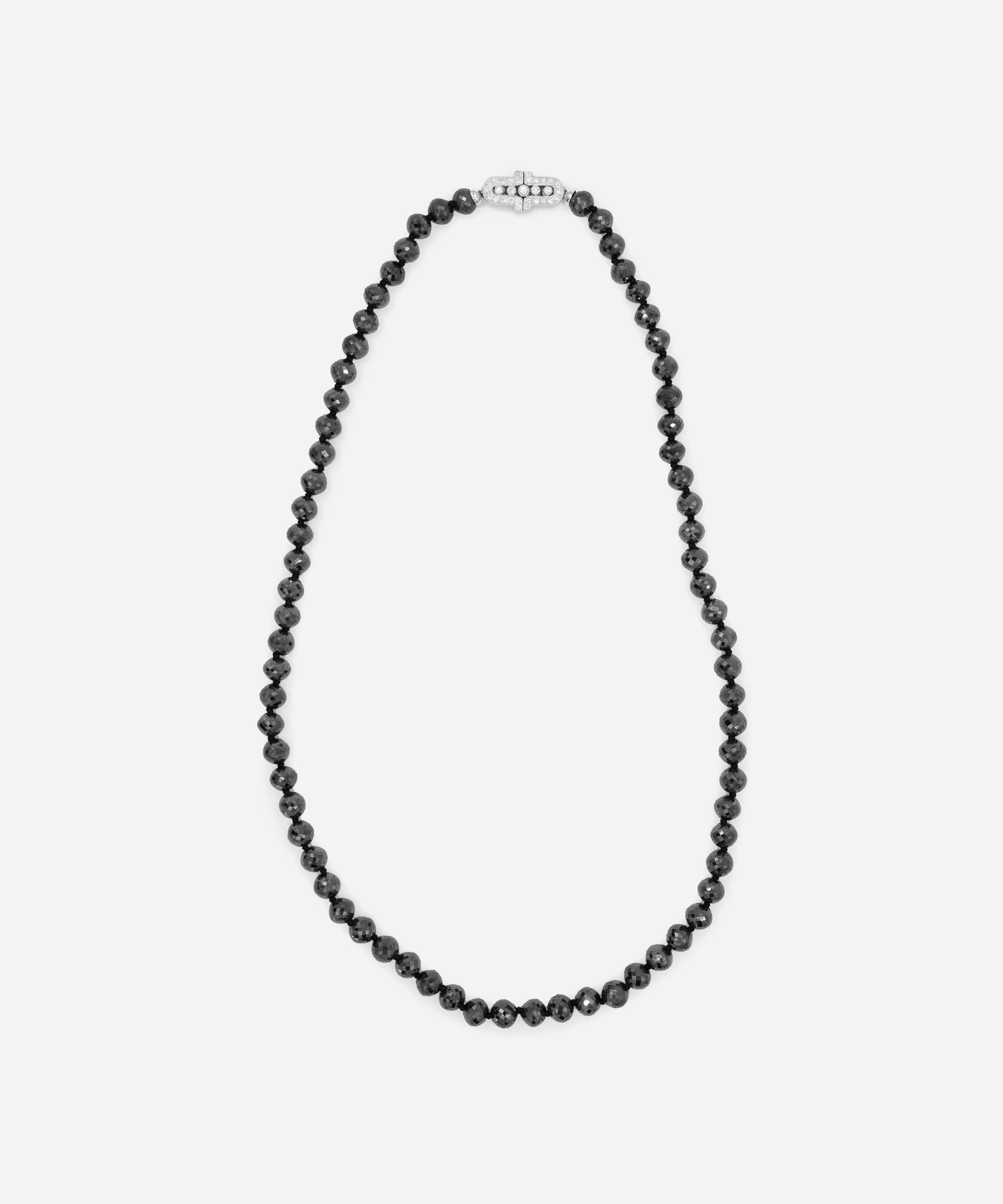 Kojis - 18ct White Gold Black Diamond Bead Necklace image number 1