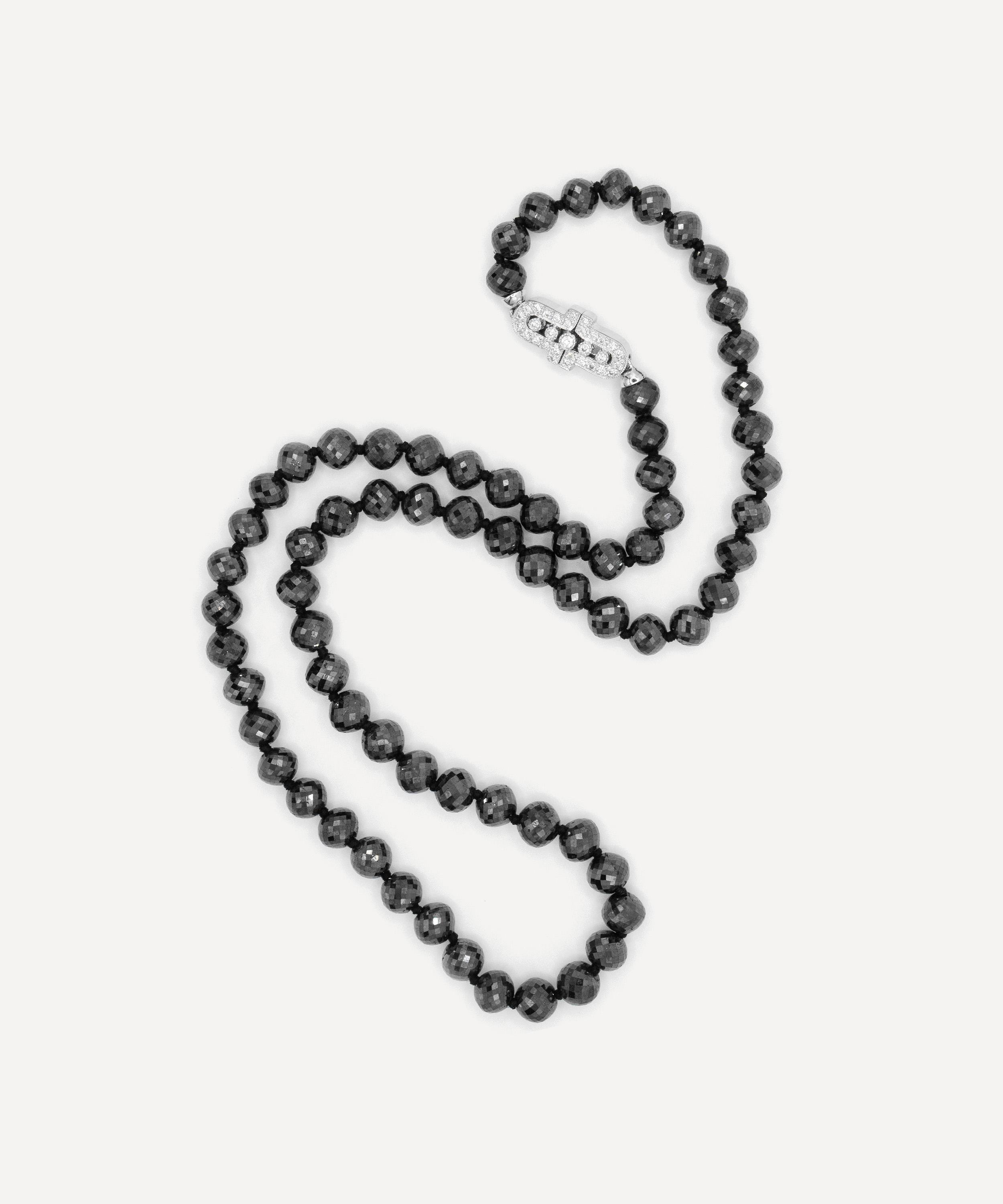 Kojis - 18ct White Gold Black Diamond Bead Necklace image number 2