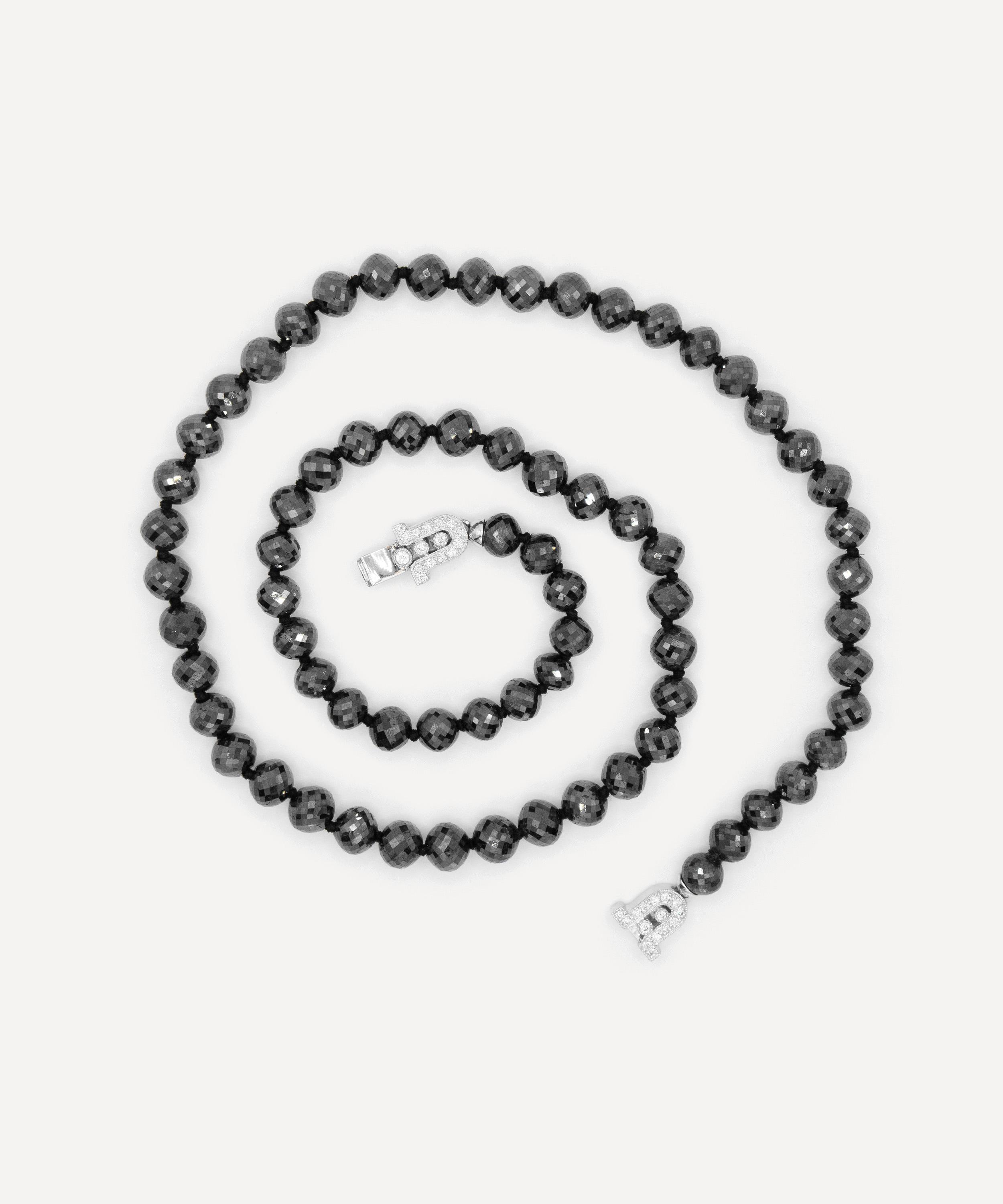 Kojis - 18ct White Gold Black Diamond Bead Necklace image number 3