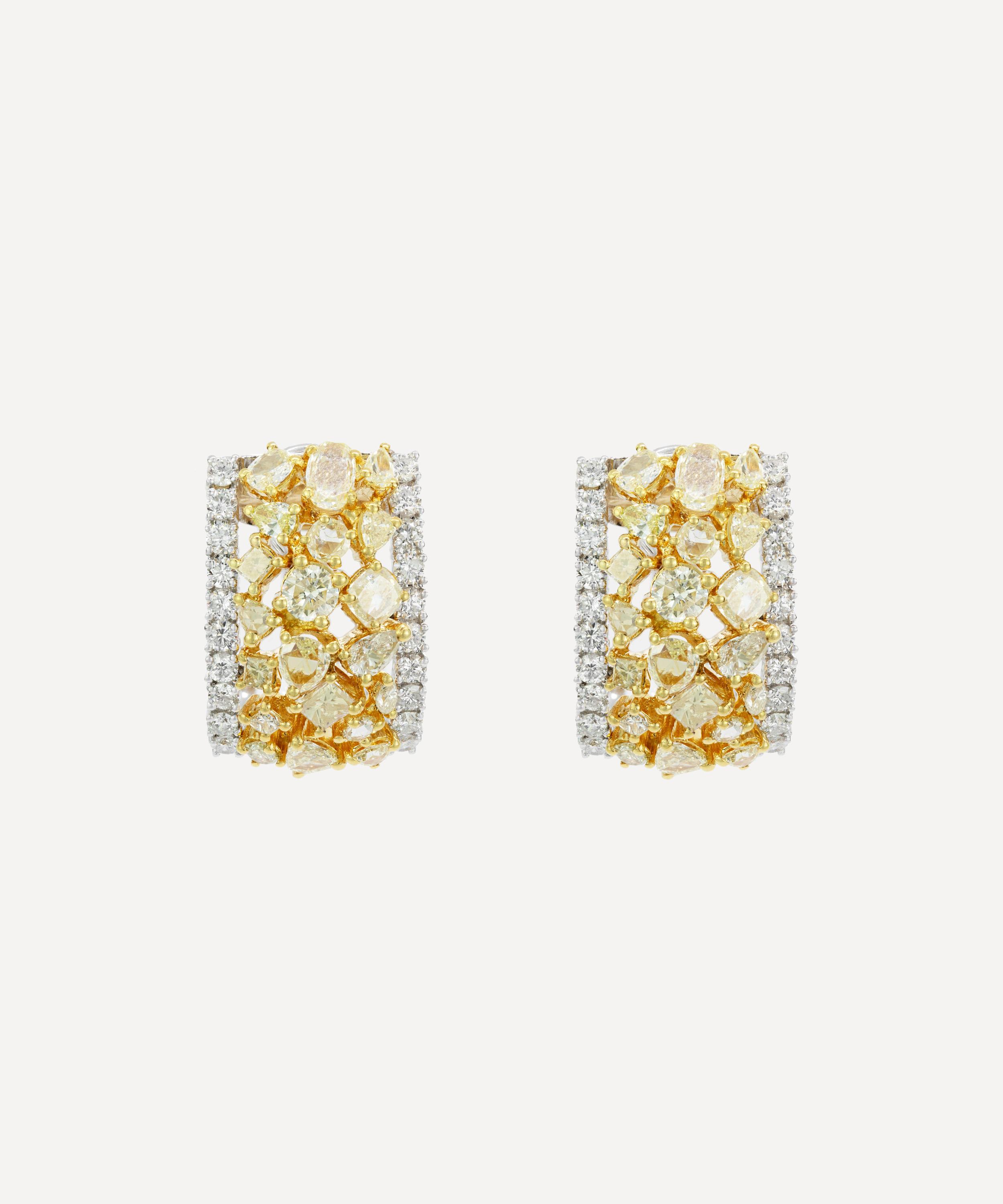 Kojis - 18ct Gold Yellow and White Diamond Hoop Earrings image number 0