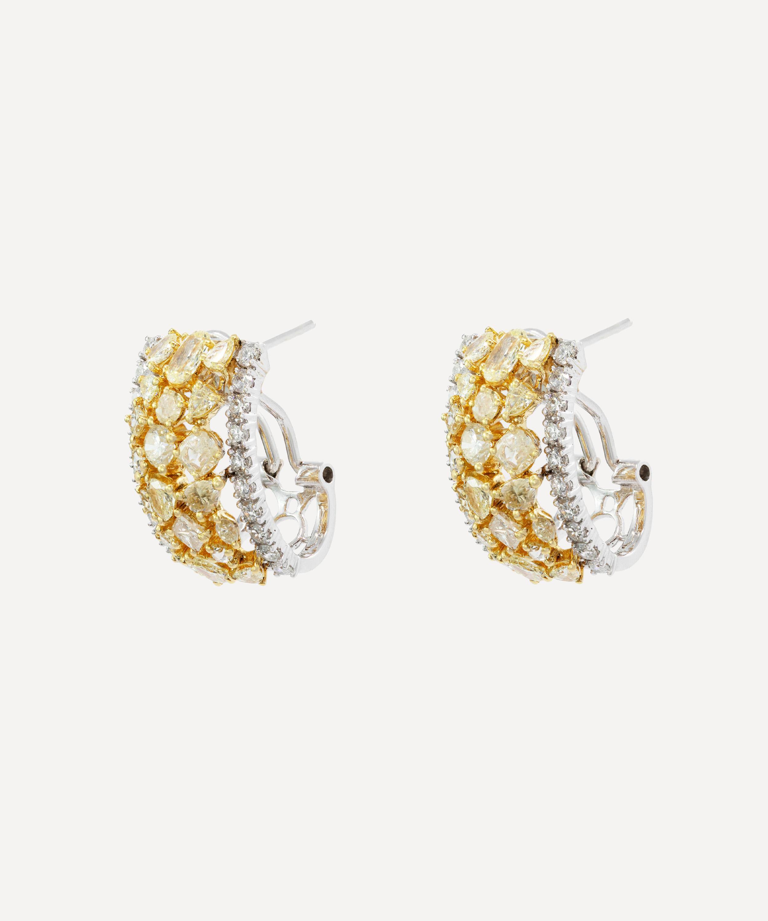 Kojis - 18ct Gold Yellow and White Diamond Hoop Earrings image number 1