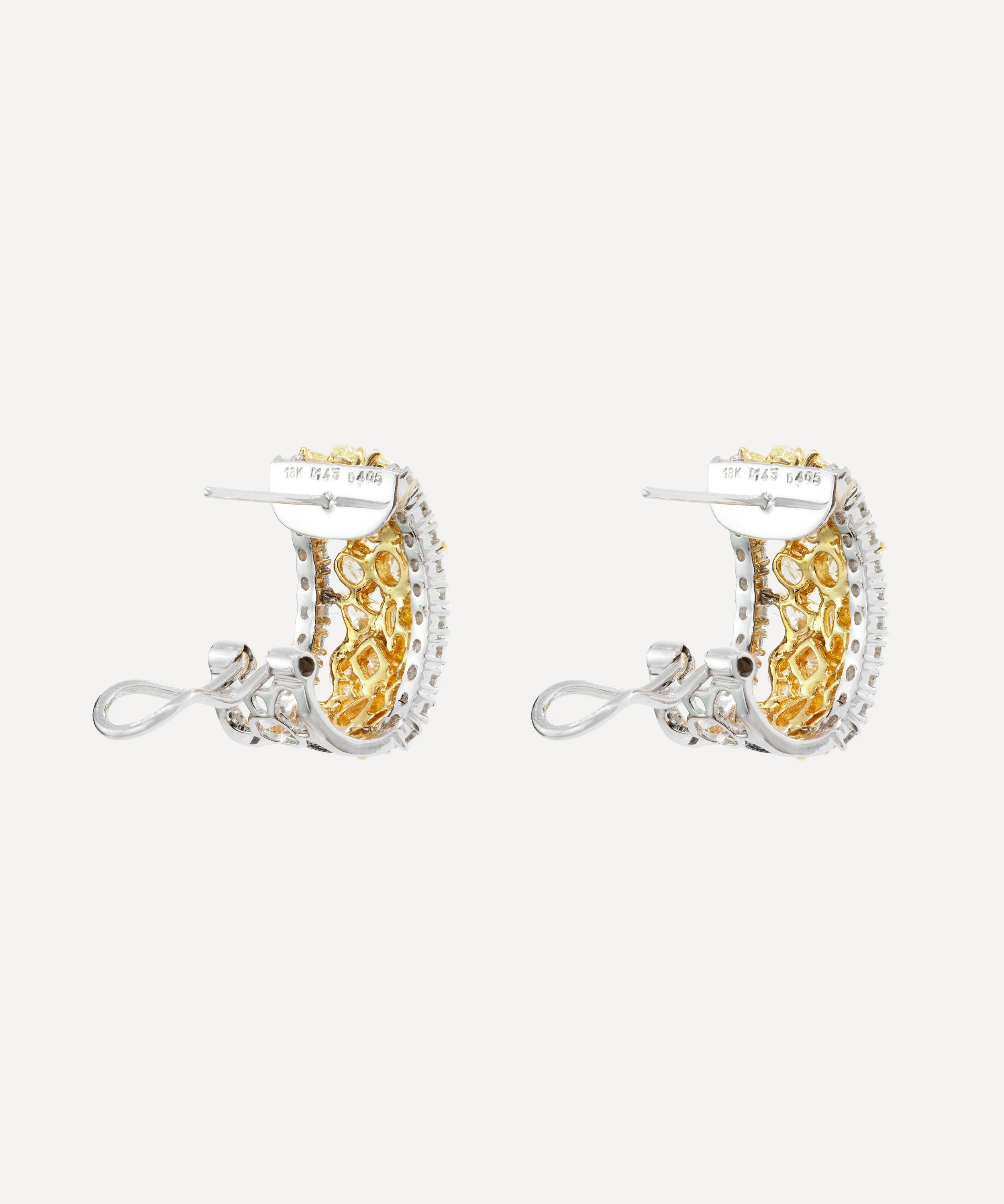 Kojis - 18ct Gold Yellow and White Diamond Hoop Earrings image number 2