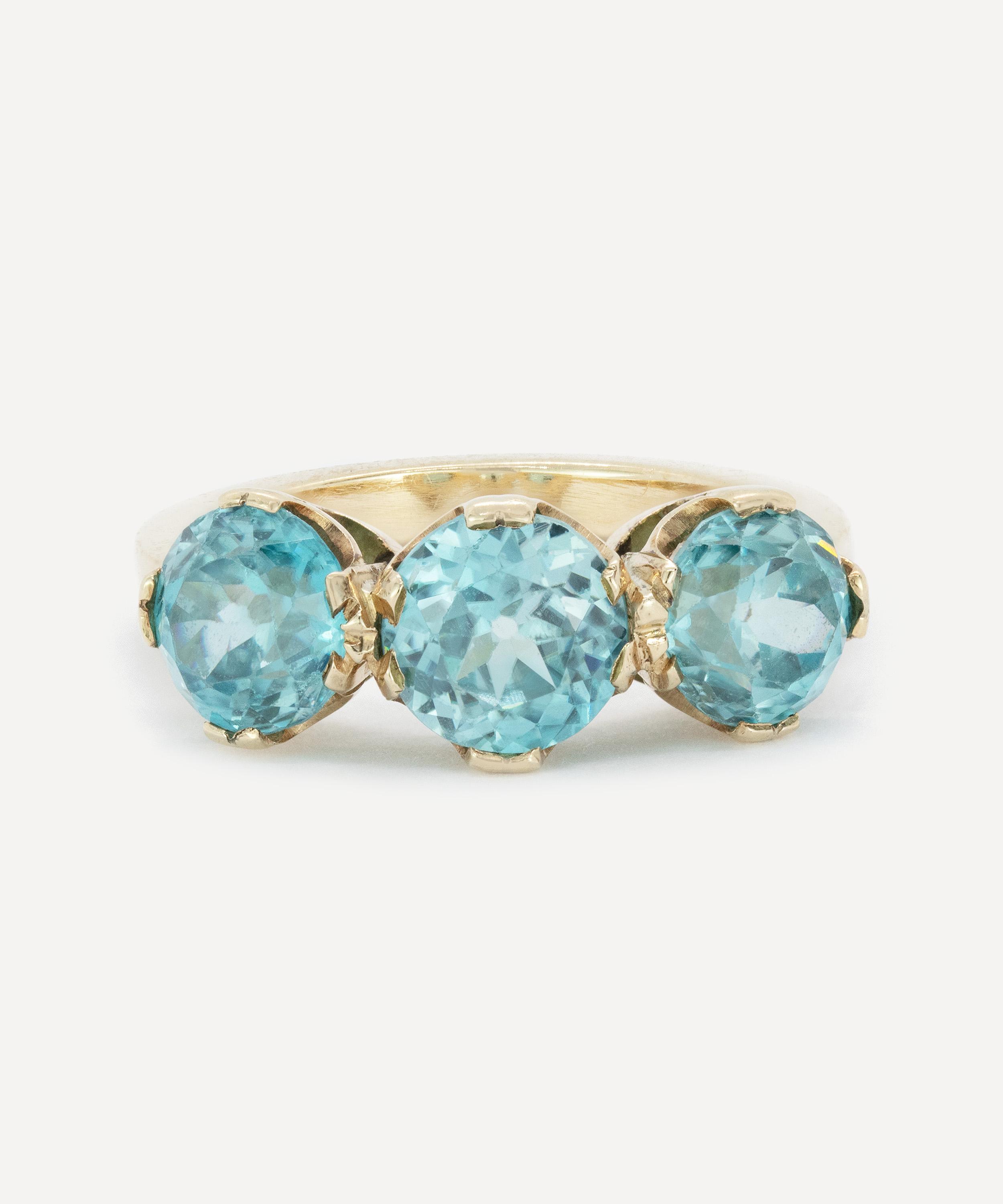 Kojis - 9ct Gold Blue Zircon Three Stone Ring image number 0