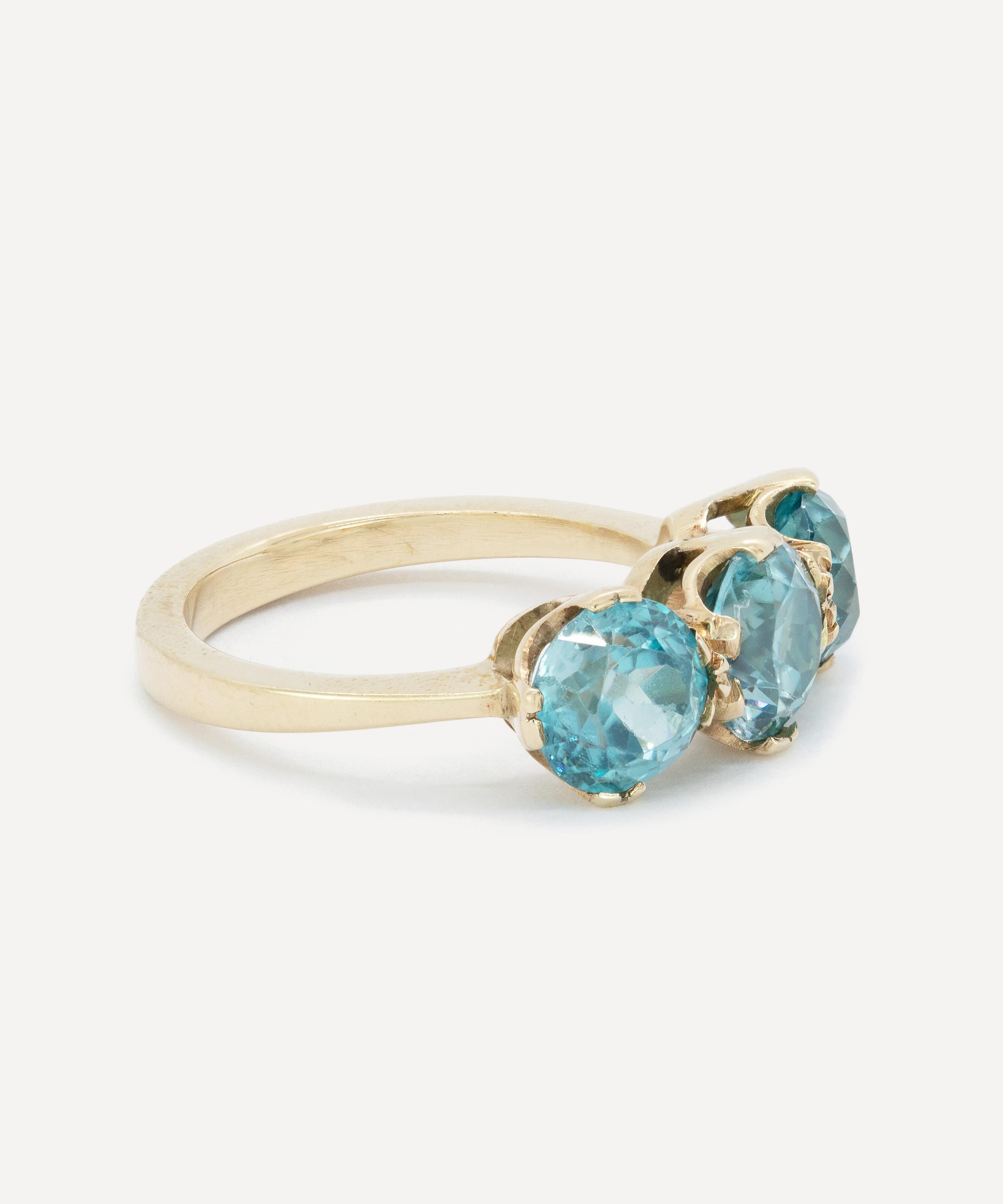 Kojis - 9ct Gold Blue Zircon Three Stone Ring image number 1