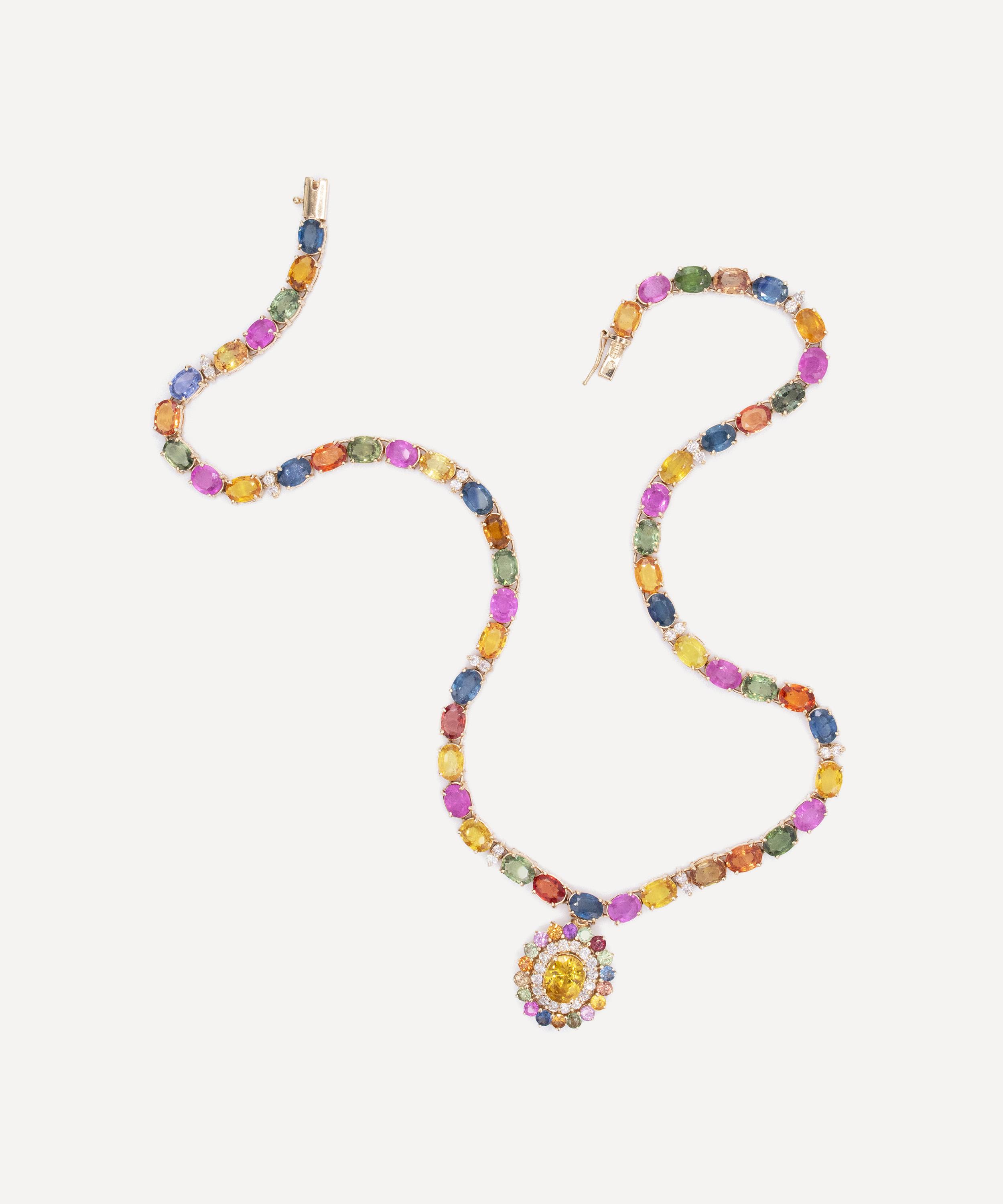 Kojis - 14ct Gold Multicoloured Sapphire and Diamond Necklace image number 0