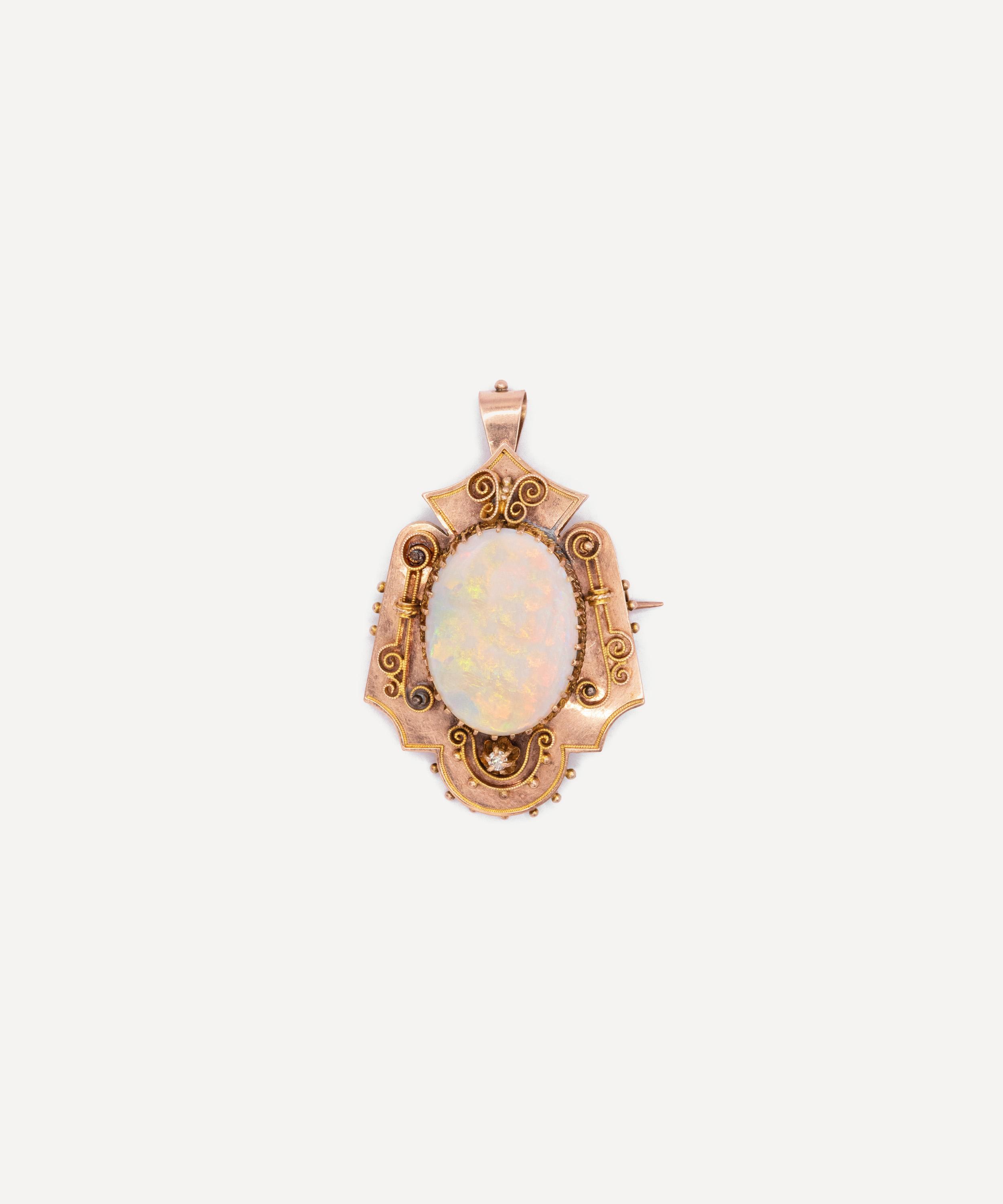 Kojis - 9ct Rose Gold Antique Opal Pendant Brooch image number 0