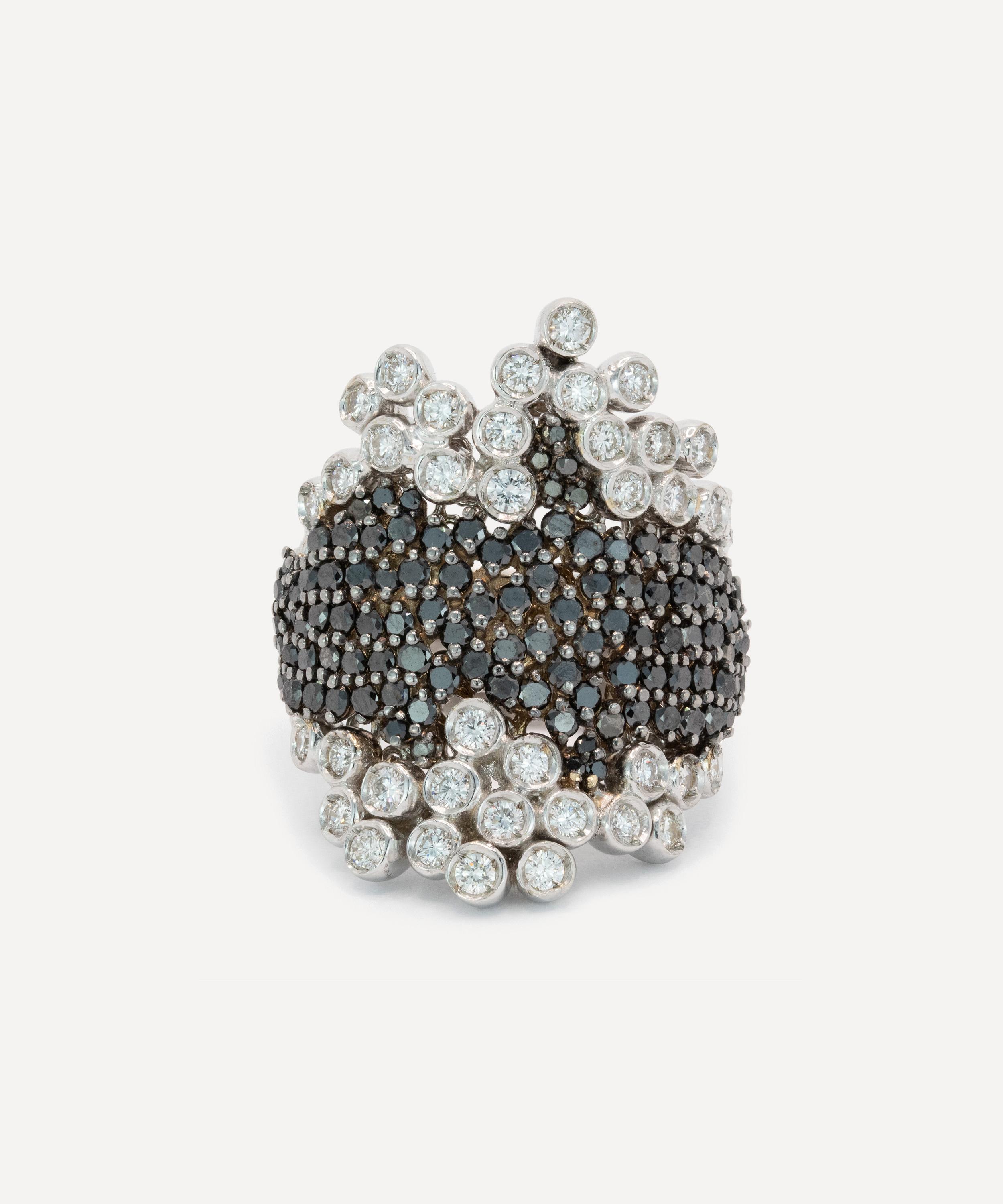 Kojis - 18ct White Gold Black and White Diamond Cocktail Ring image number 0