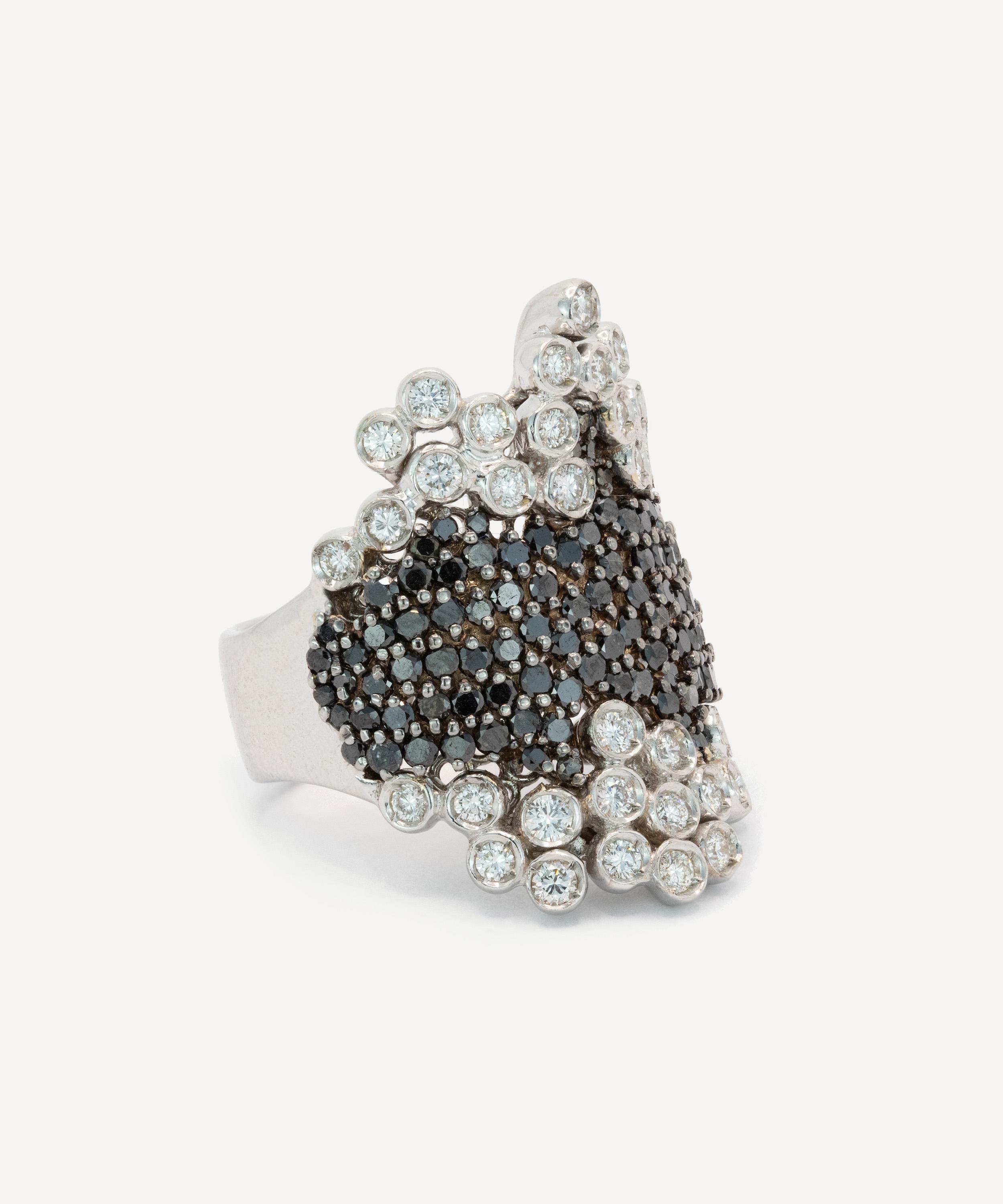 Kojis - 18ct White Gold Black and White Diamond Cocktail Ring image number 1