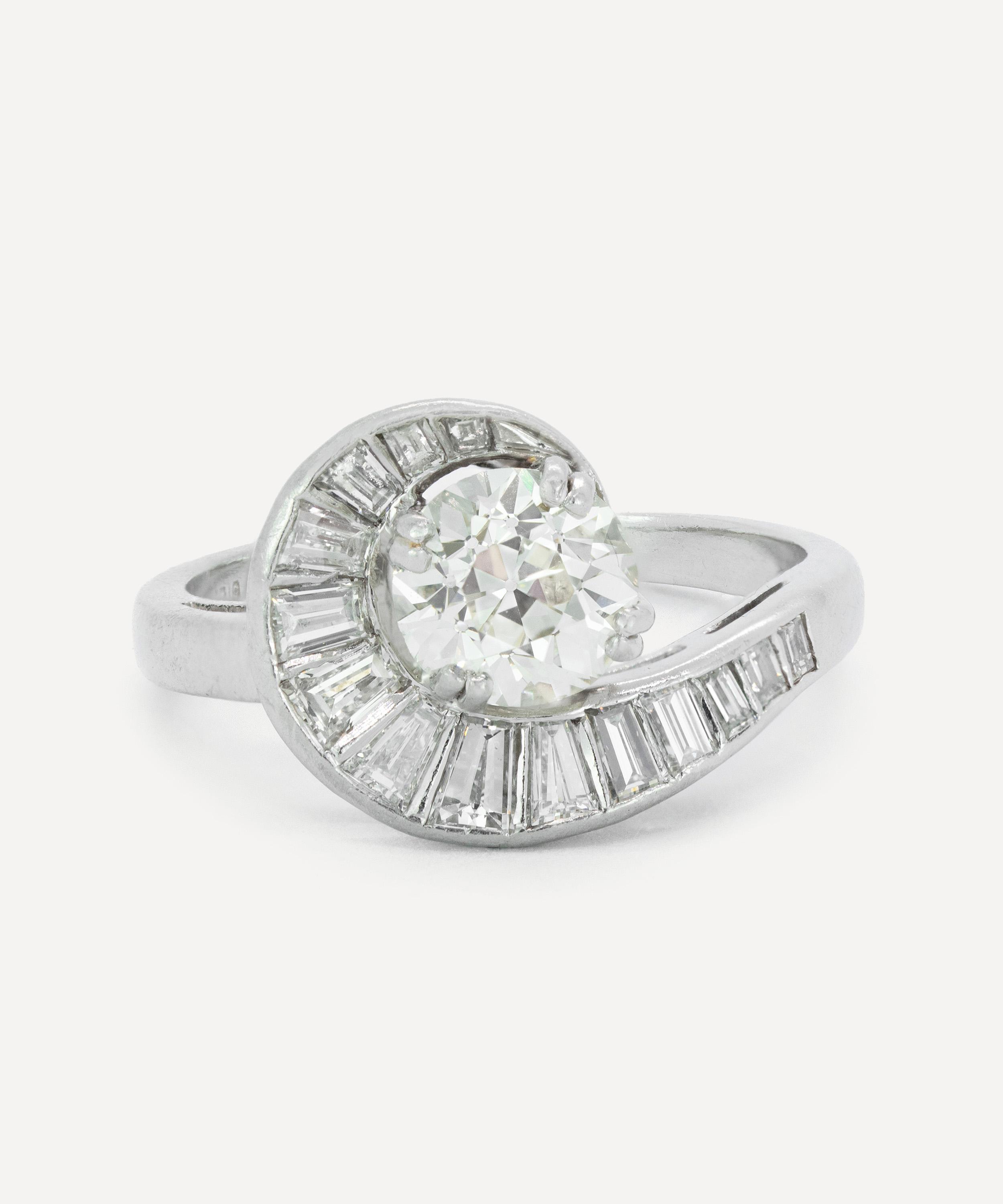 Kojis - Platinum Old Cut Diamond Swirl Ring image number 0