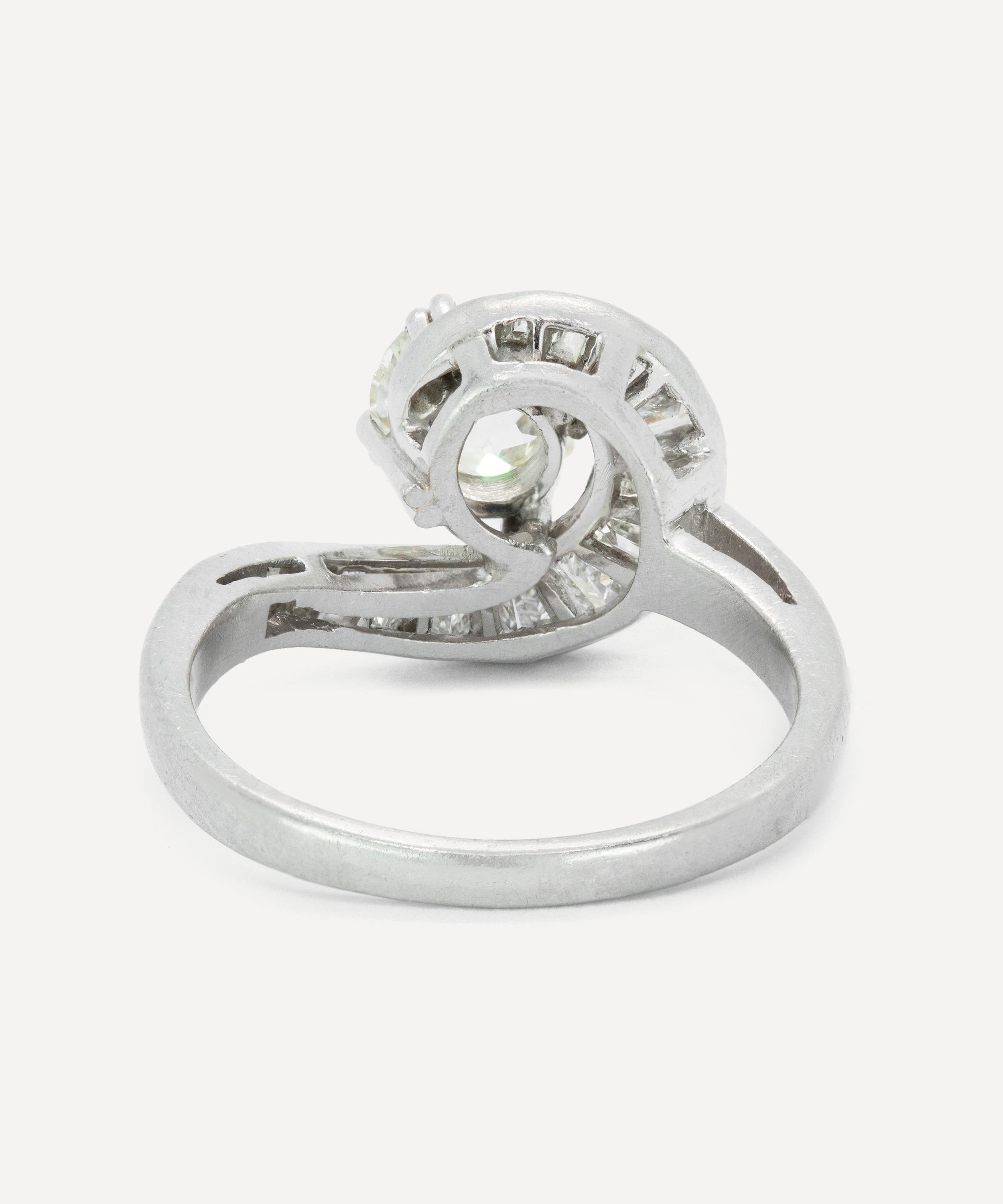 Kojis - Platinum Old Cut Diamond Swirl Ring image number 2