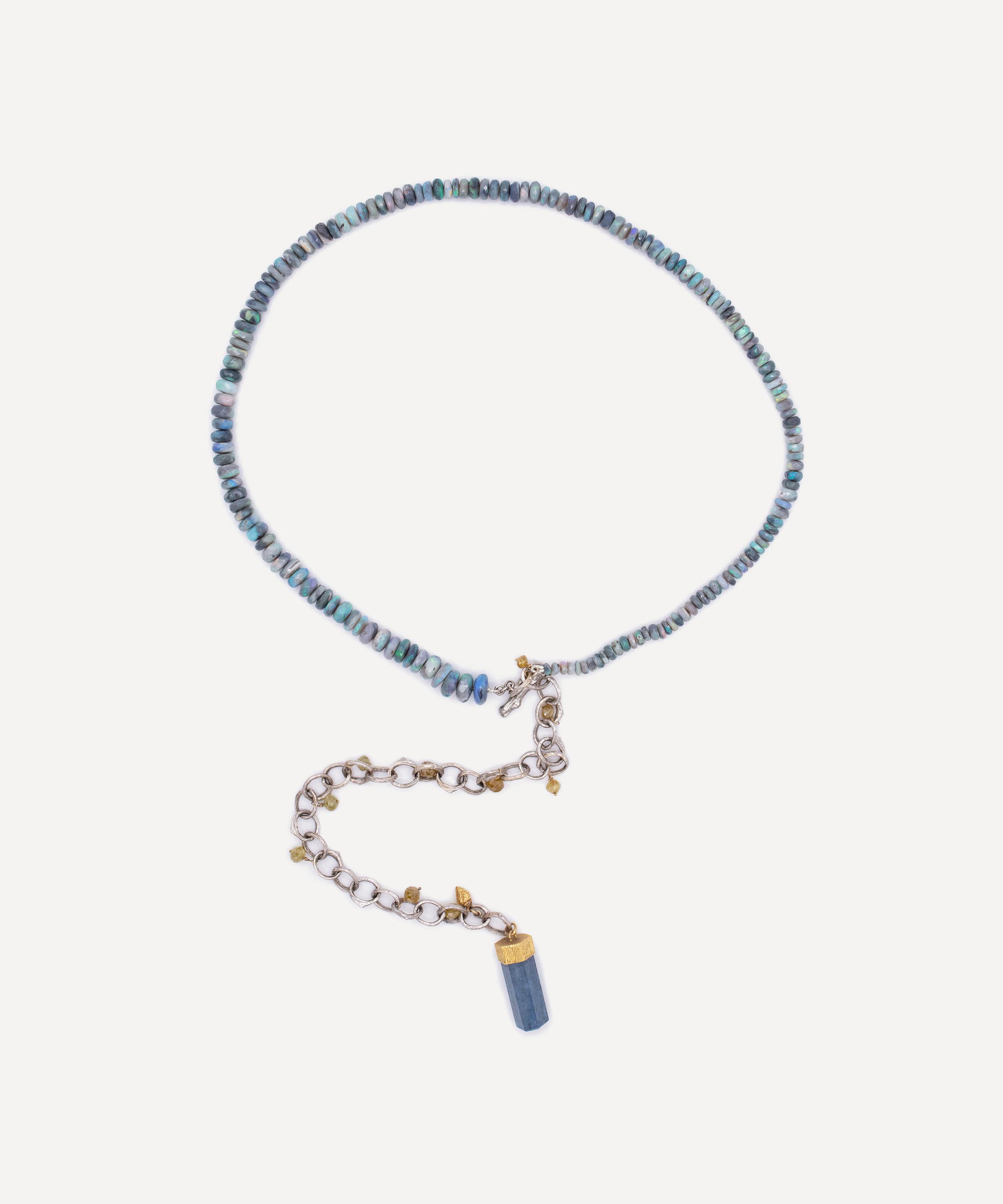 Kojis - 14ct White Gold Katey Brunini Opal and Aquamarine Lariat Necklace image number 0