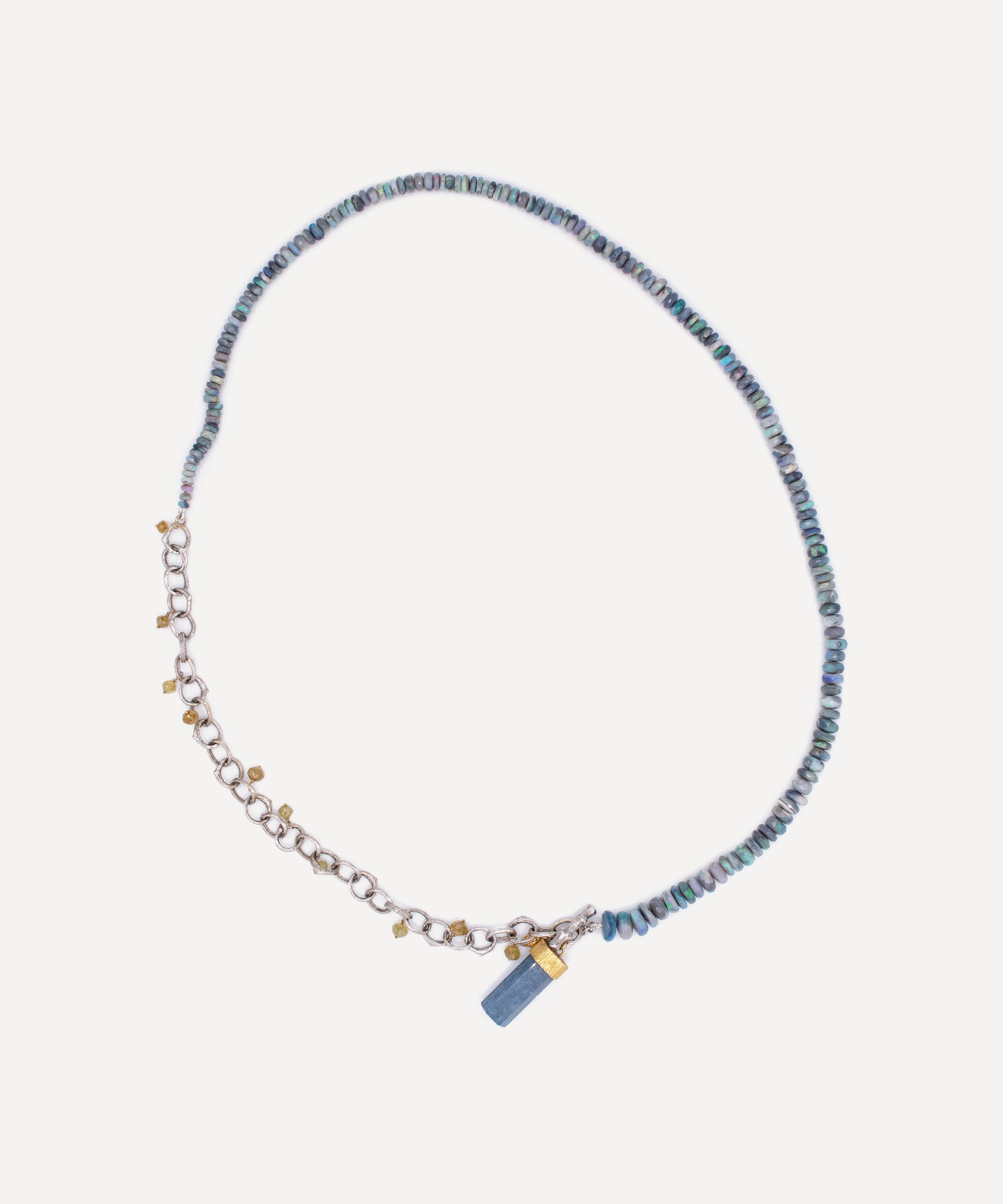 Kojis - 14ct White Gold Katey Brunini Opal and Aquamarine Lariat Necklace image number 1