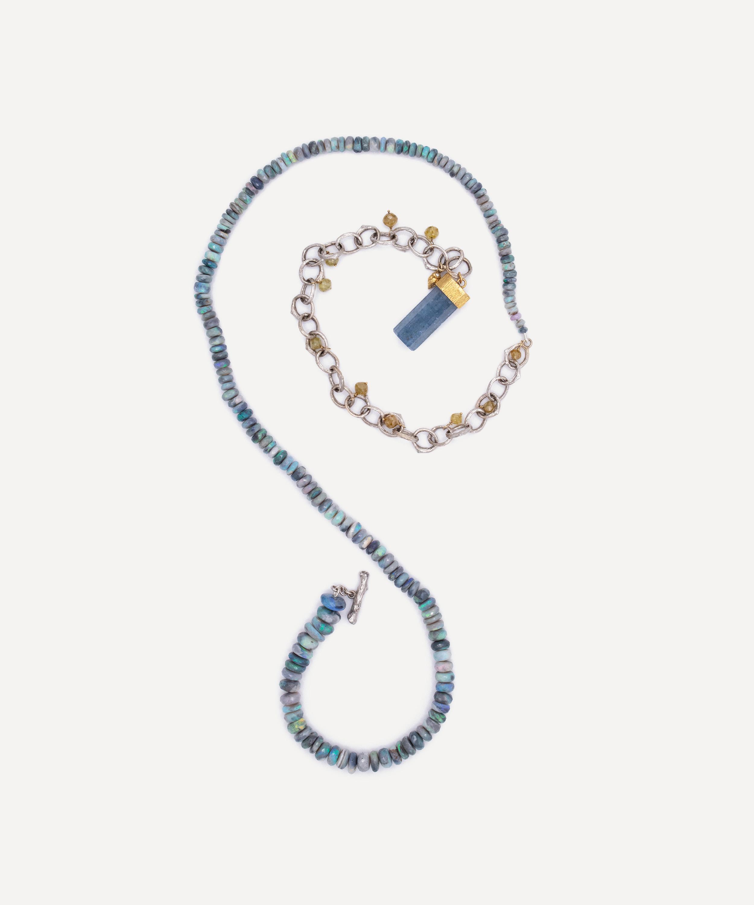 Kojis - 14ct White Gold Katey Brunini Opal and Aquamarine Lariat Necklace image number 2