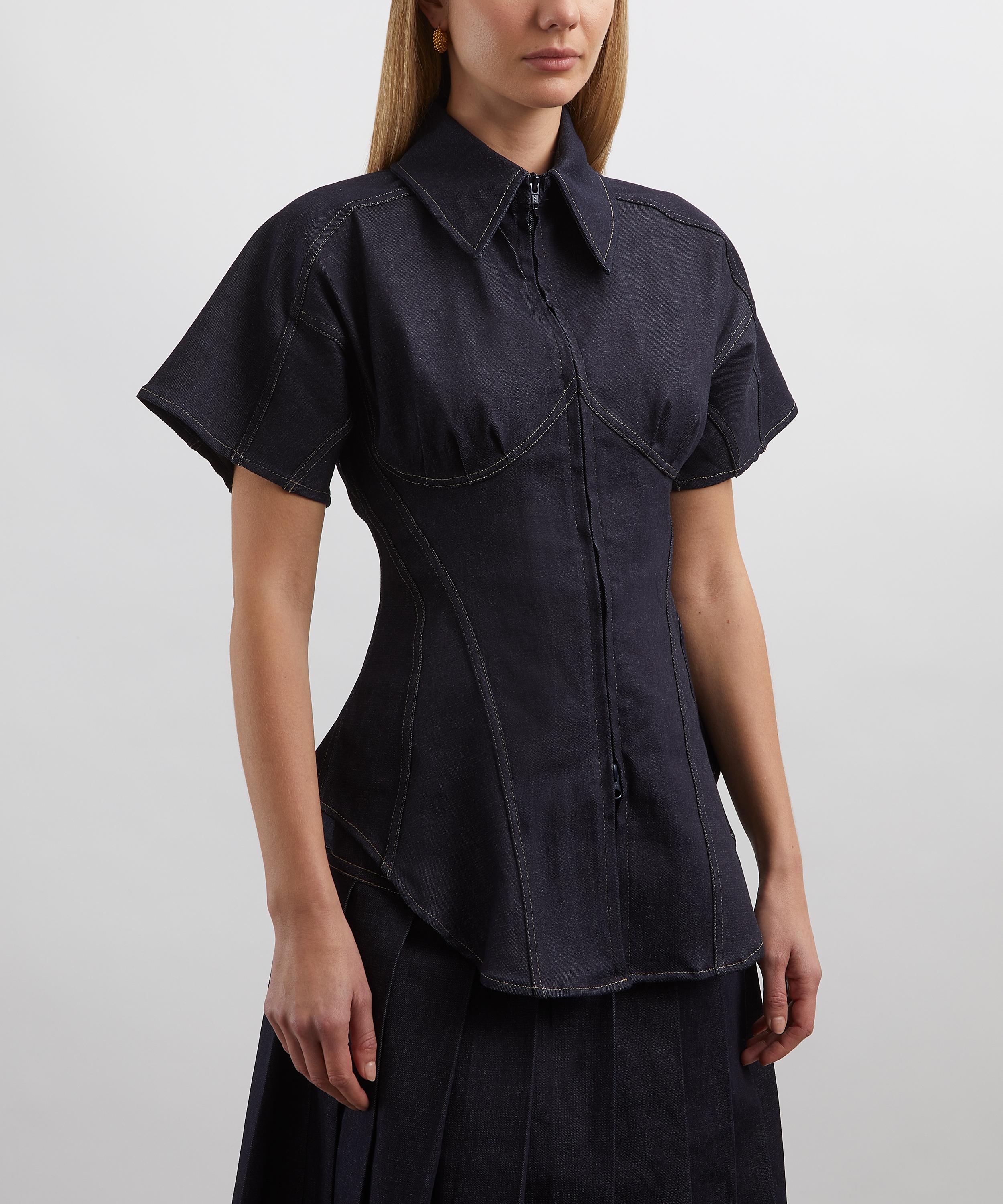 Tolu Coker - Denim Panelled Contour Bustier Blouse image number 2