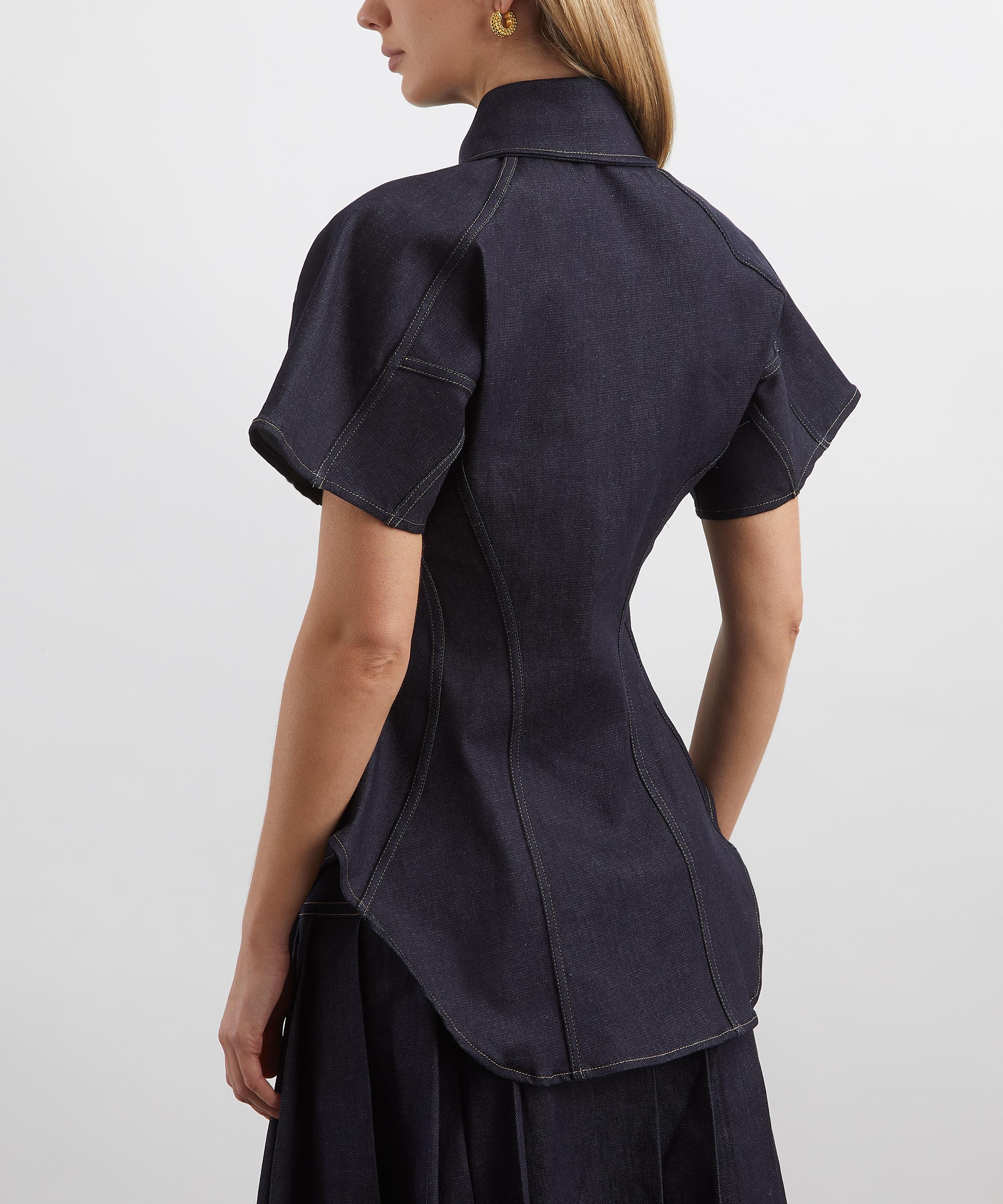 Tolu Coker - Denim Panelled Contour Bustier Blouse image number 3