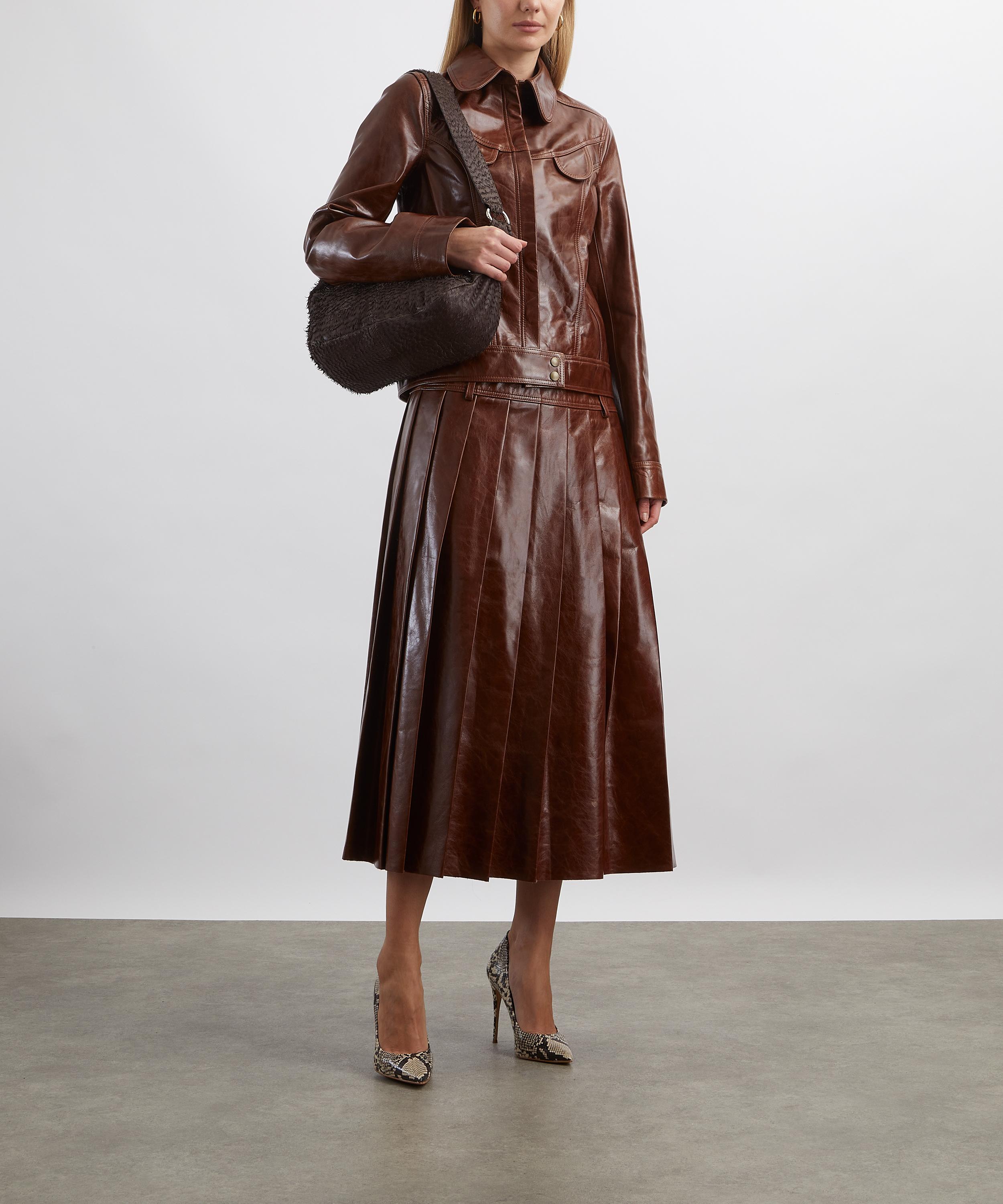 Tolu Coker - Pleated Leather Drop-Waist Maxi Skirt image number 1