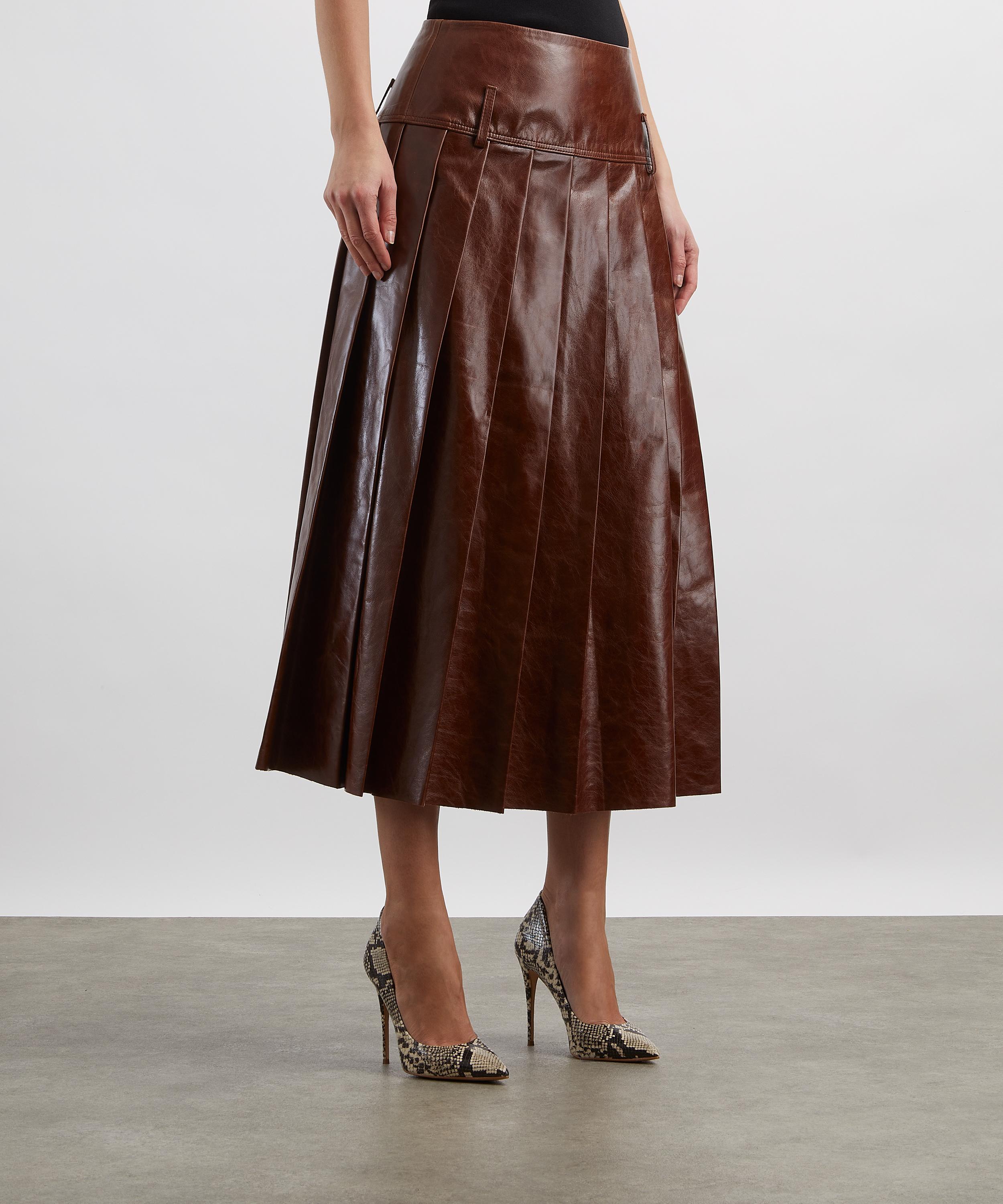 Tolu Coker - Pleated Leather Drop-Waist Maxi Skirt image number 2