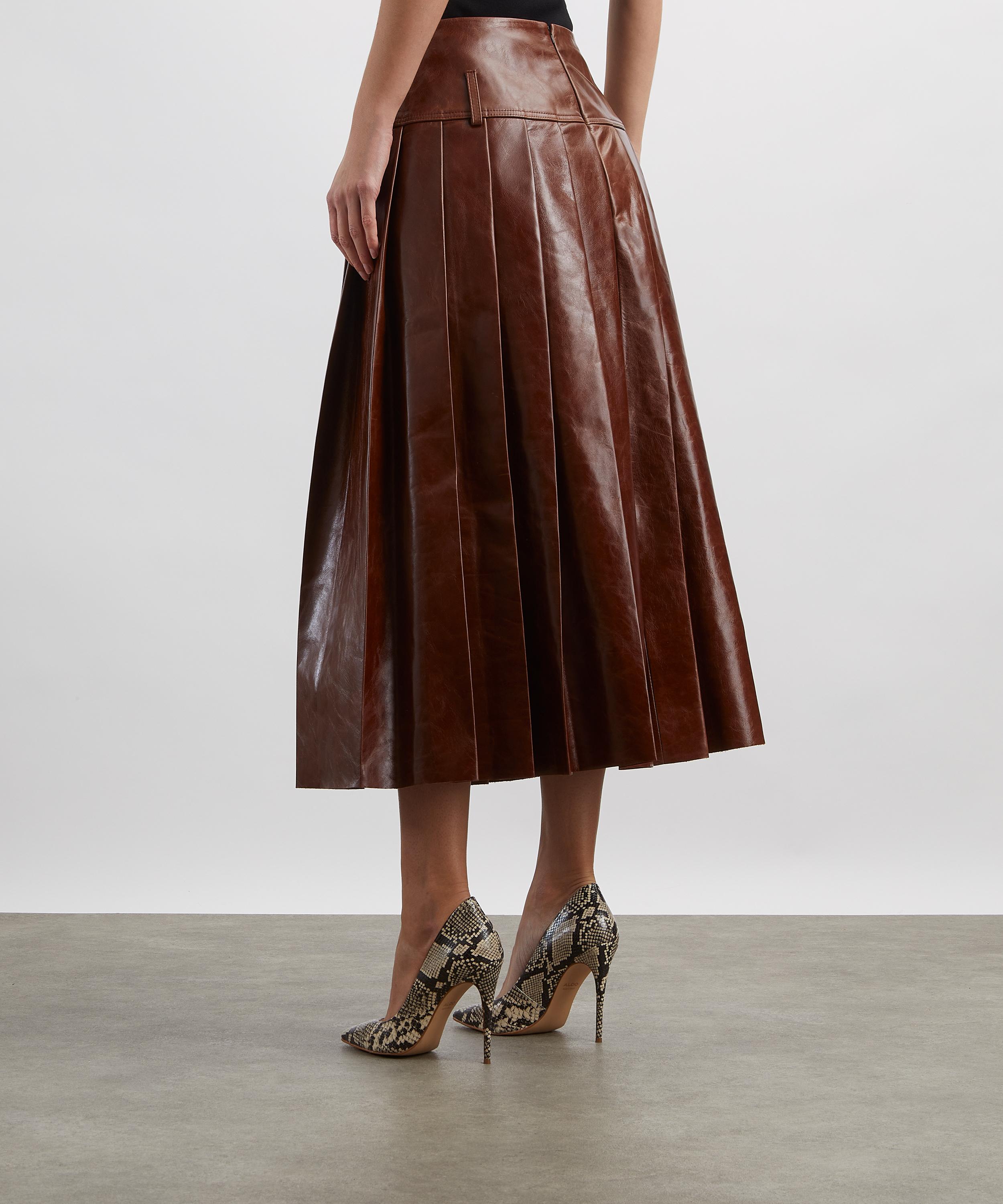 Tolu Coker - Pleated Leather Drop-Waist Maxi Skirt image number 3