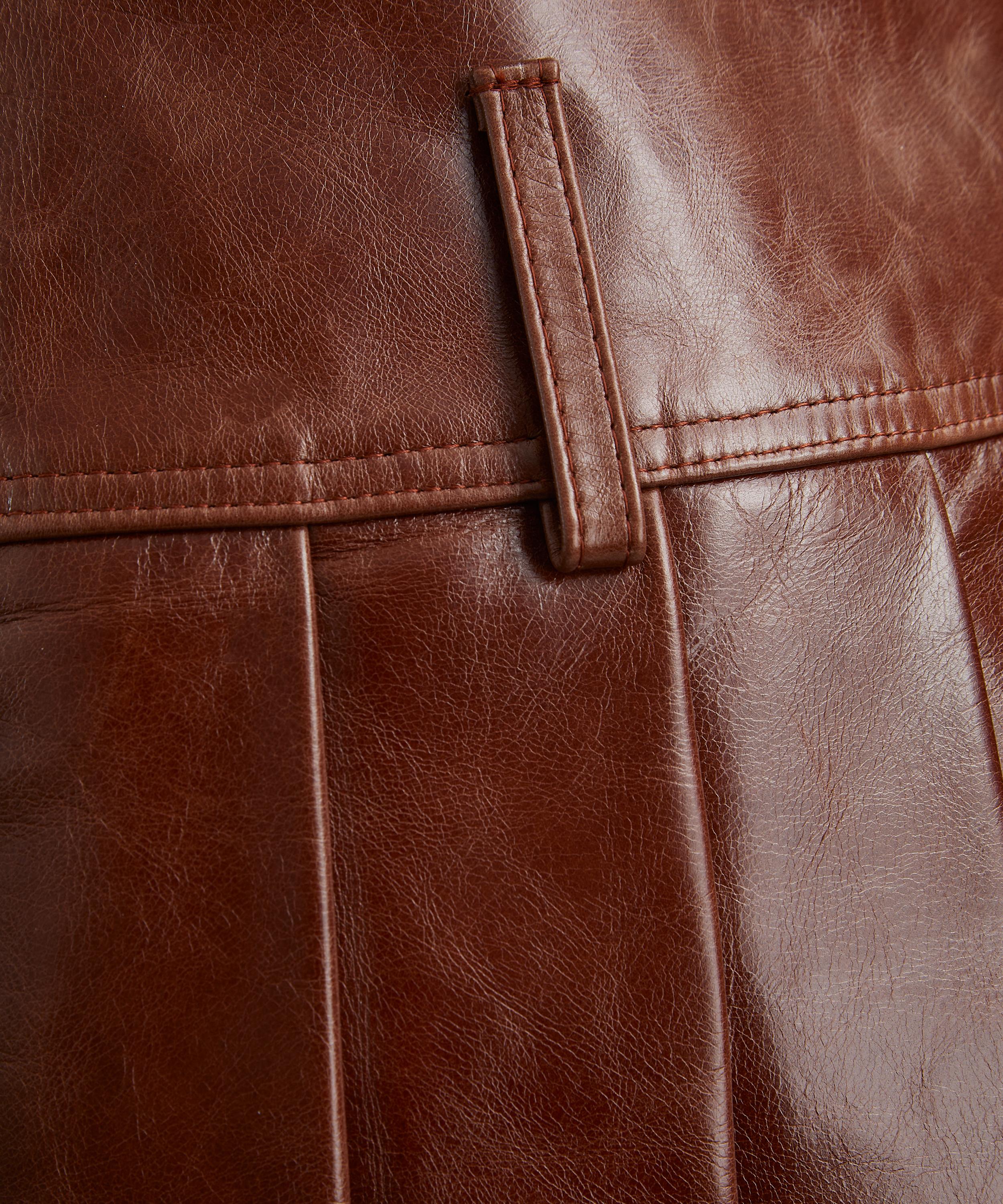 Tolu Coker - Pleated Leather Drop-Waist Maxi Skirt image number 4