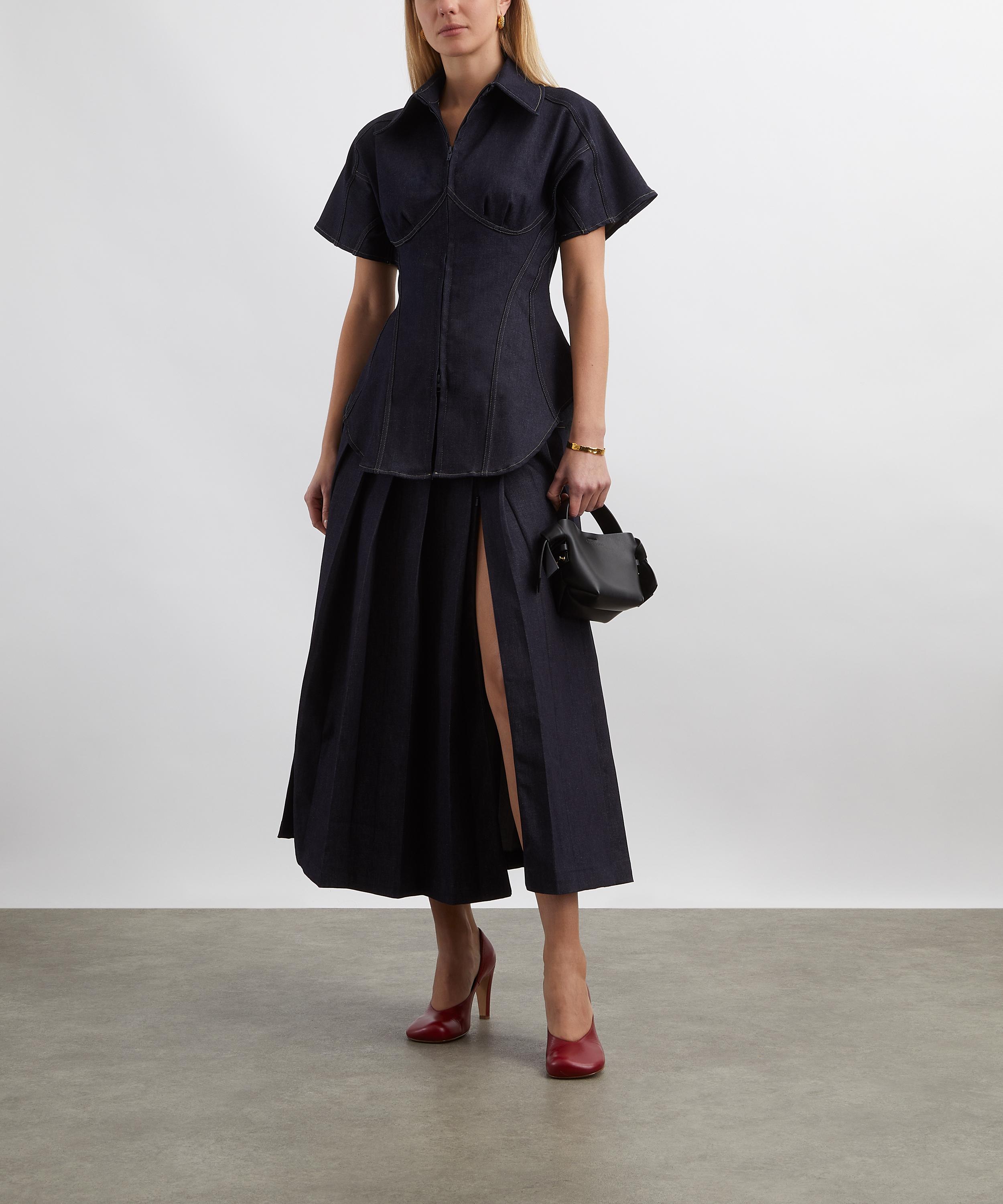 Tolu Coker - Pleated Denim Drop-Waist Maxi Skirt image number 1