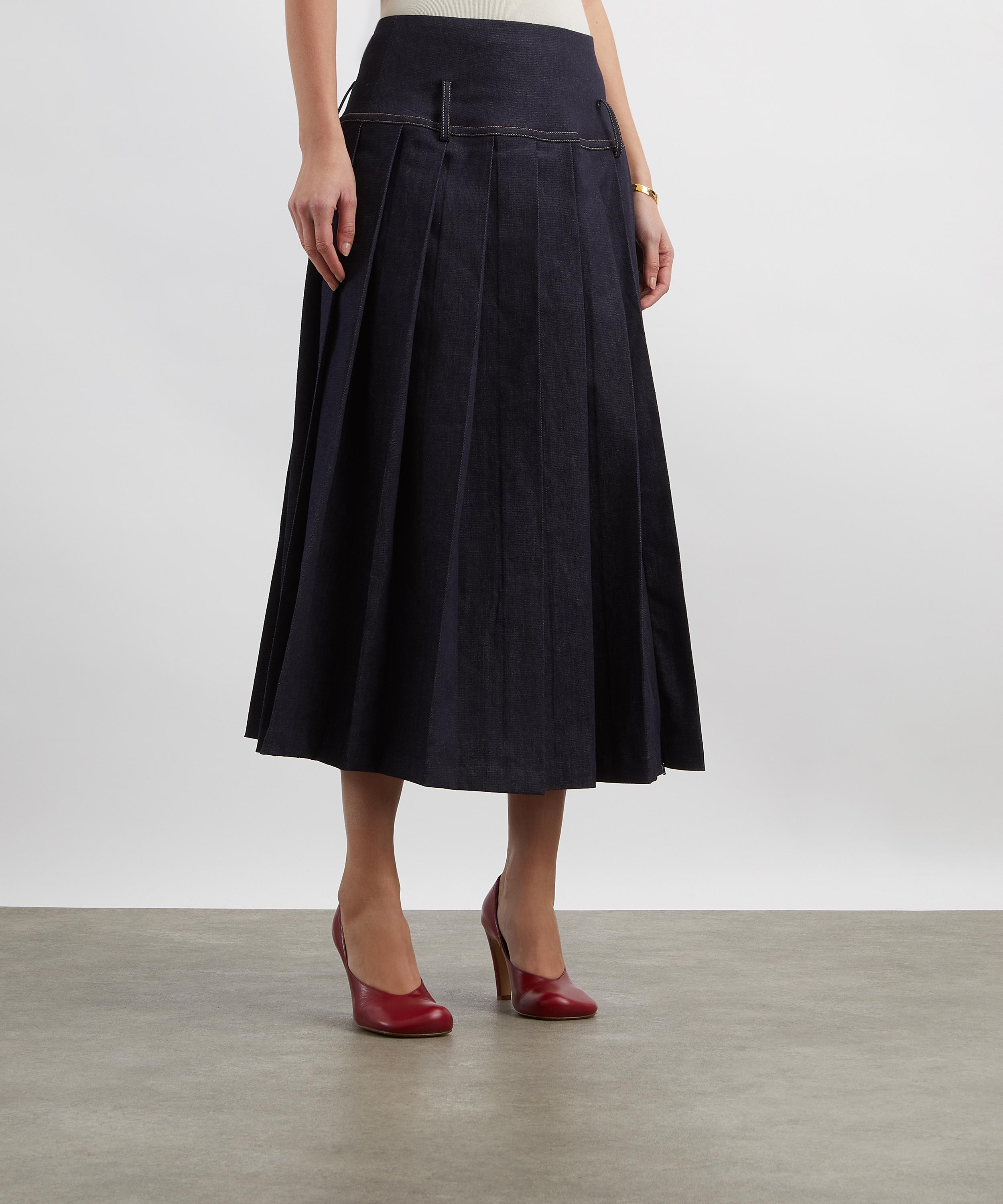 Tolu Coker - Pleated Denim Drop-Waist Maxi Skirt image number 2