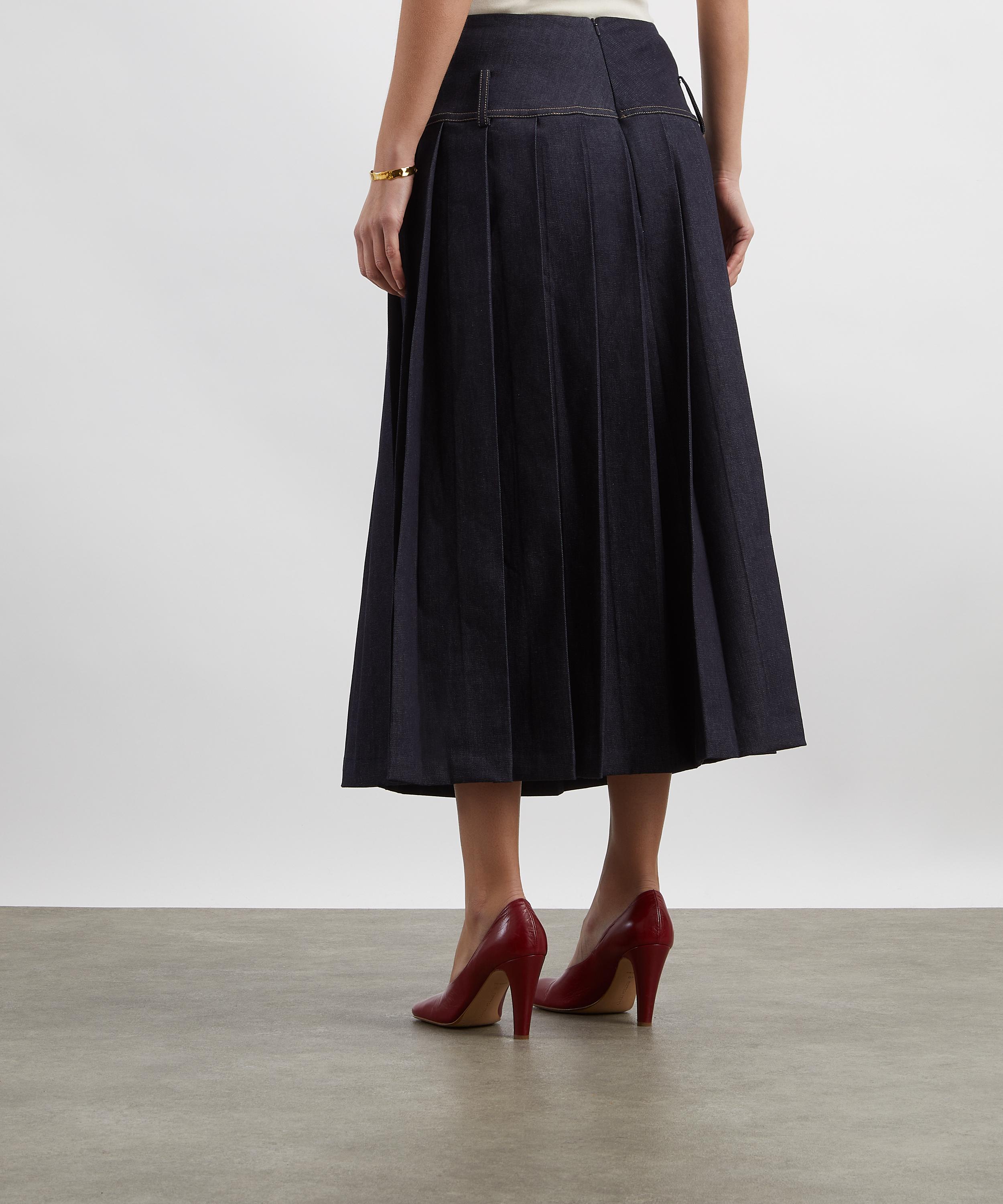 Tolu Coker - Pleated Denim Drop-Waist Maxi Skirt image number 3
