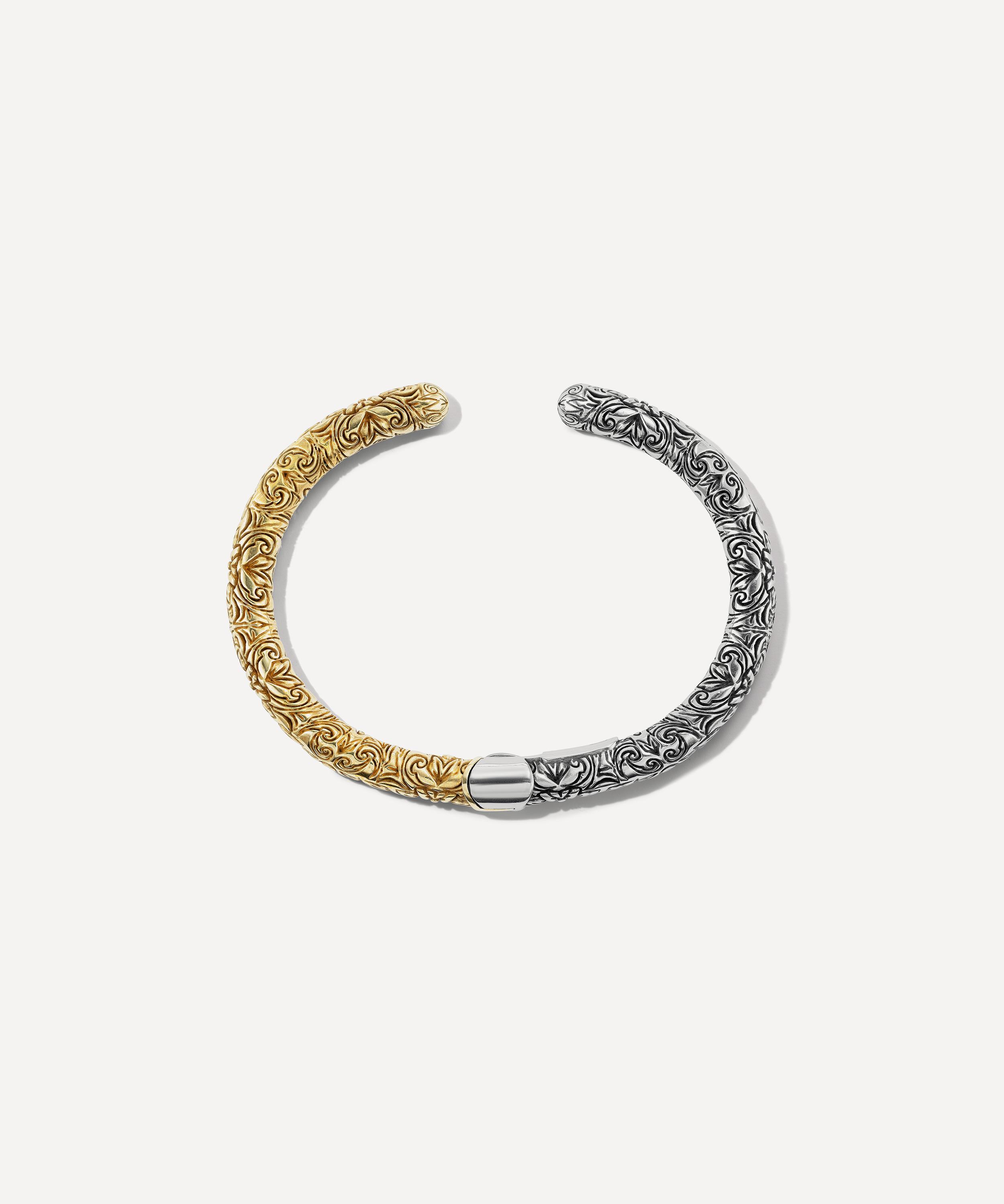 Marla Aaron - Mixed Metal Embossed Hinged Cuffling Bracelet