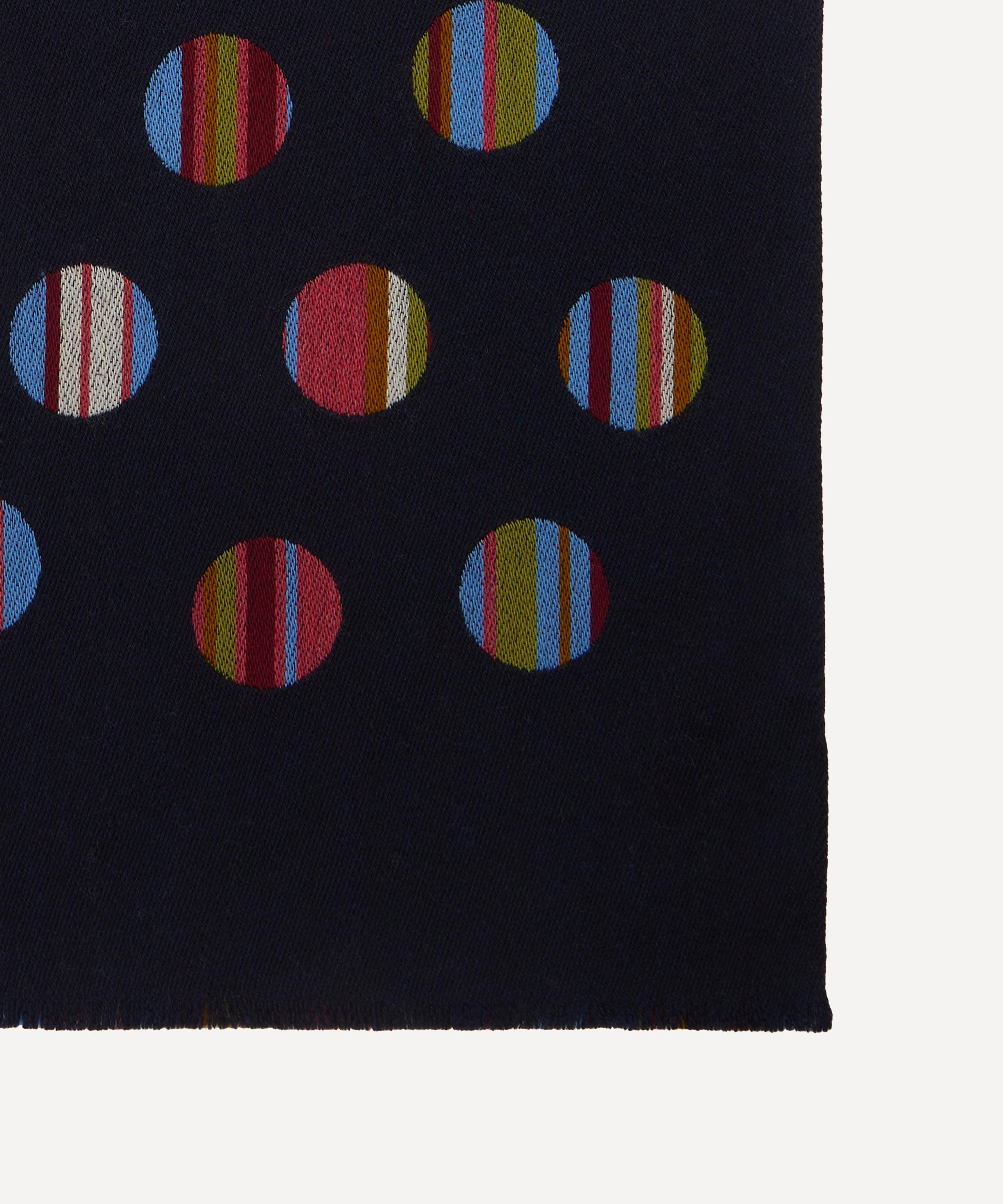 Paul Smith - Navy Signature Stripe Polka Dot Virgin Wool Scarf image number 2