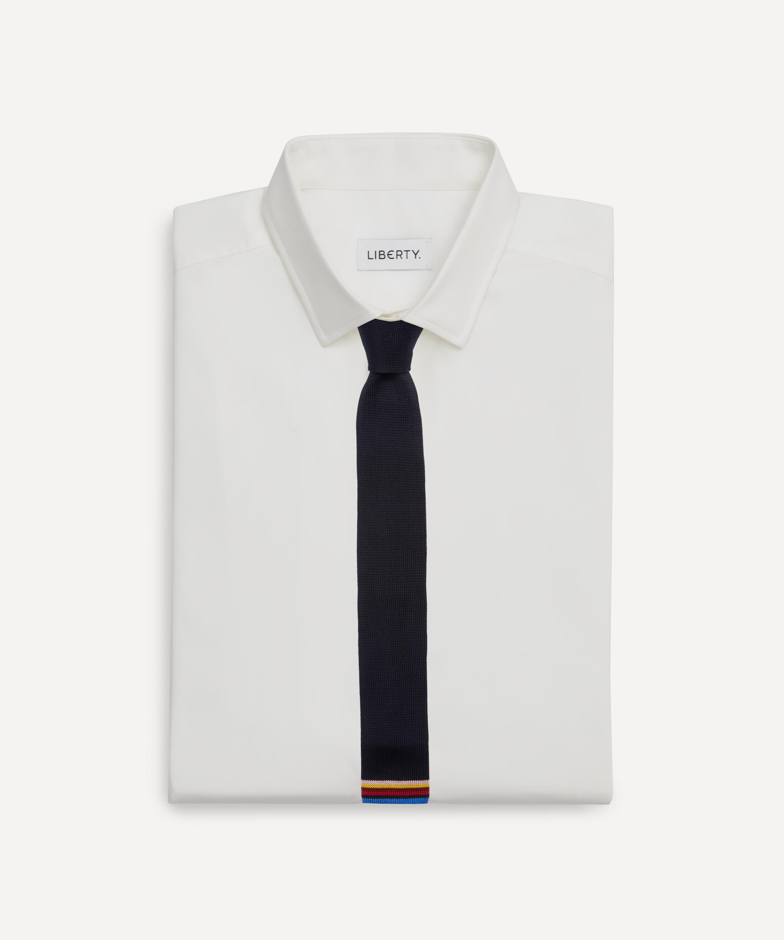 Paul Smith - Navy Knit Striped Tie image number 1