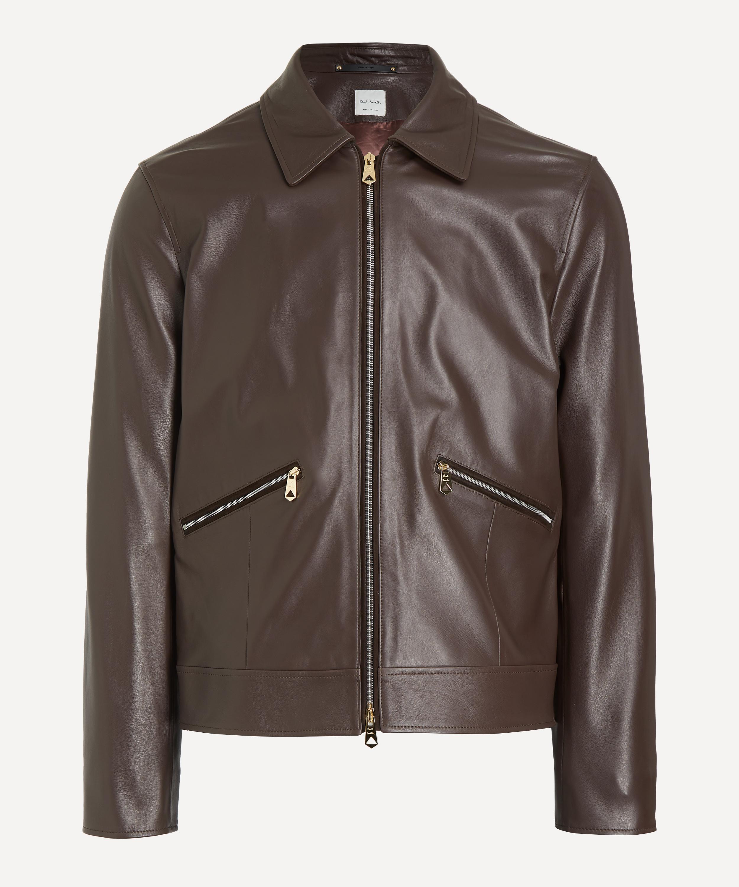 Paul Smith Chocolate Brown Nappa Leather Jacket | Liberty
